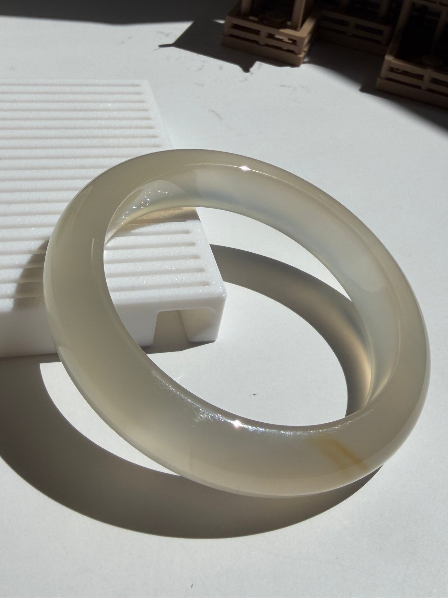 Natural Agate Bangle Soft Frosted Blush