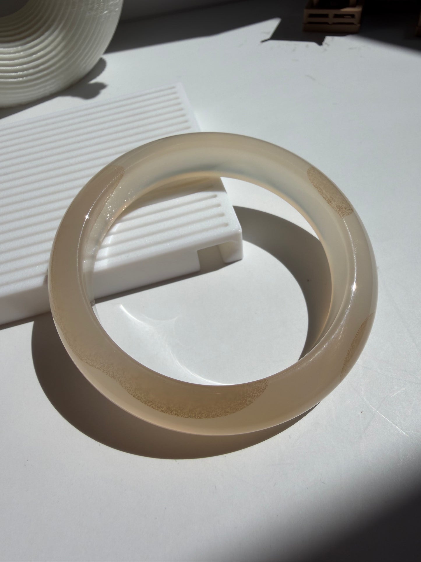 Natural Agate Bangle Peach Mist Glow
