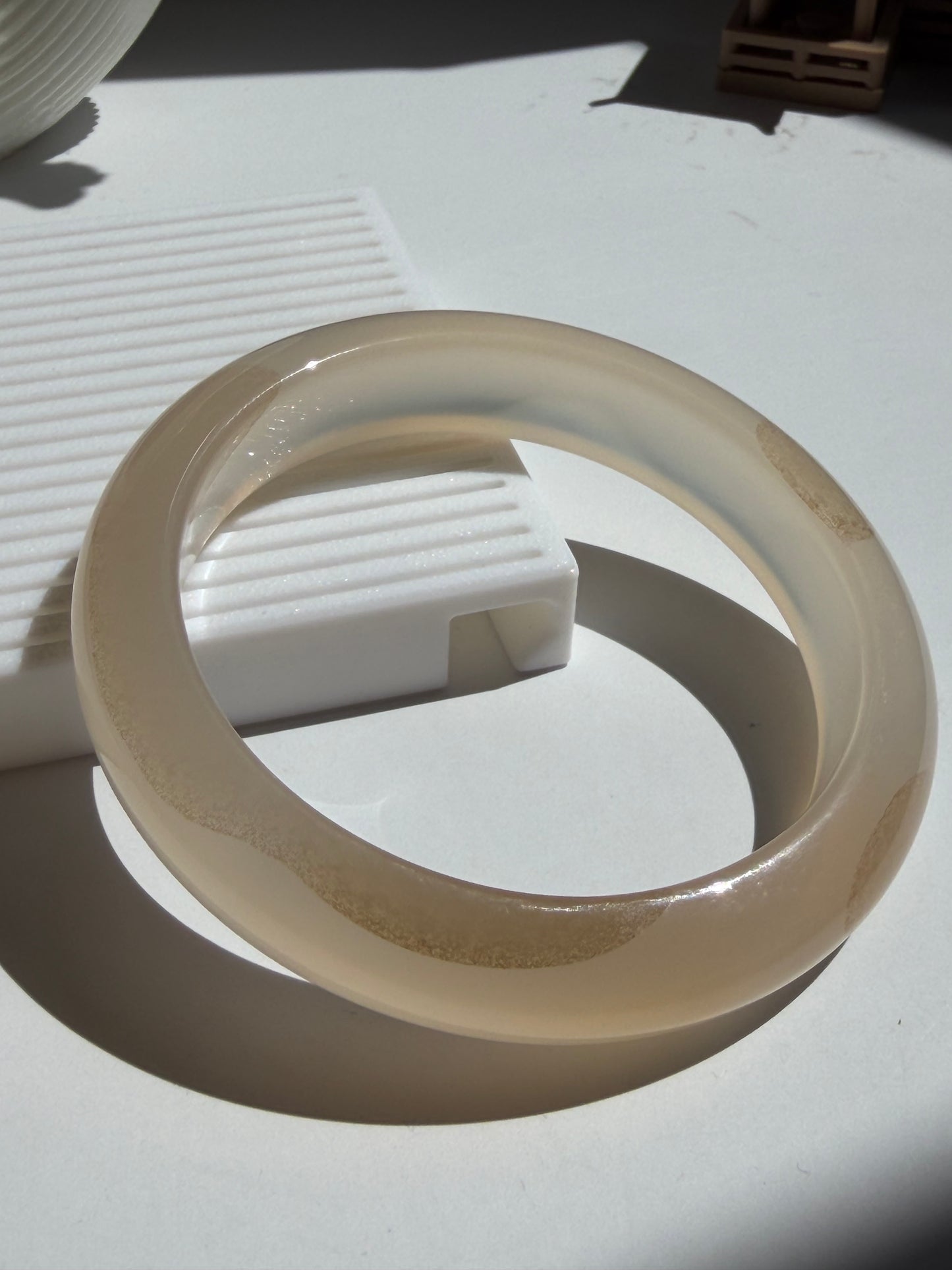 Natural Agate Bangle Peach Mist Glow