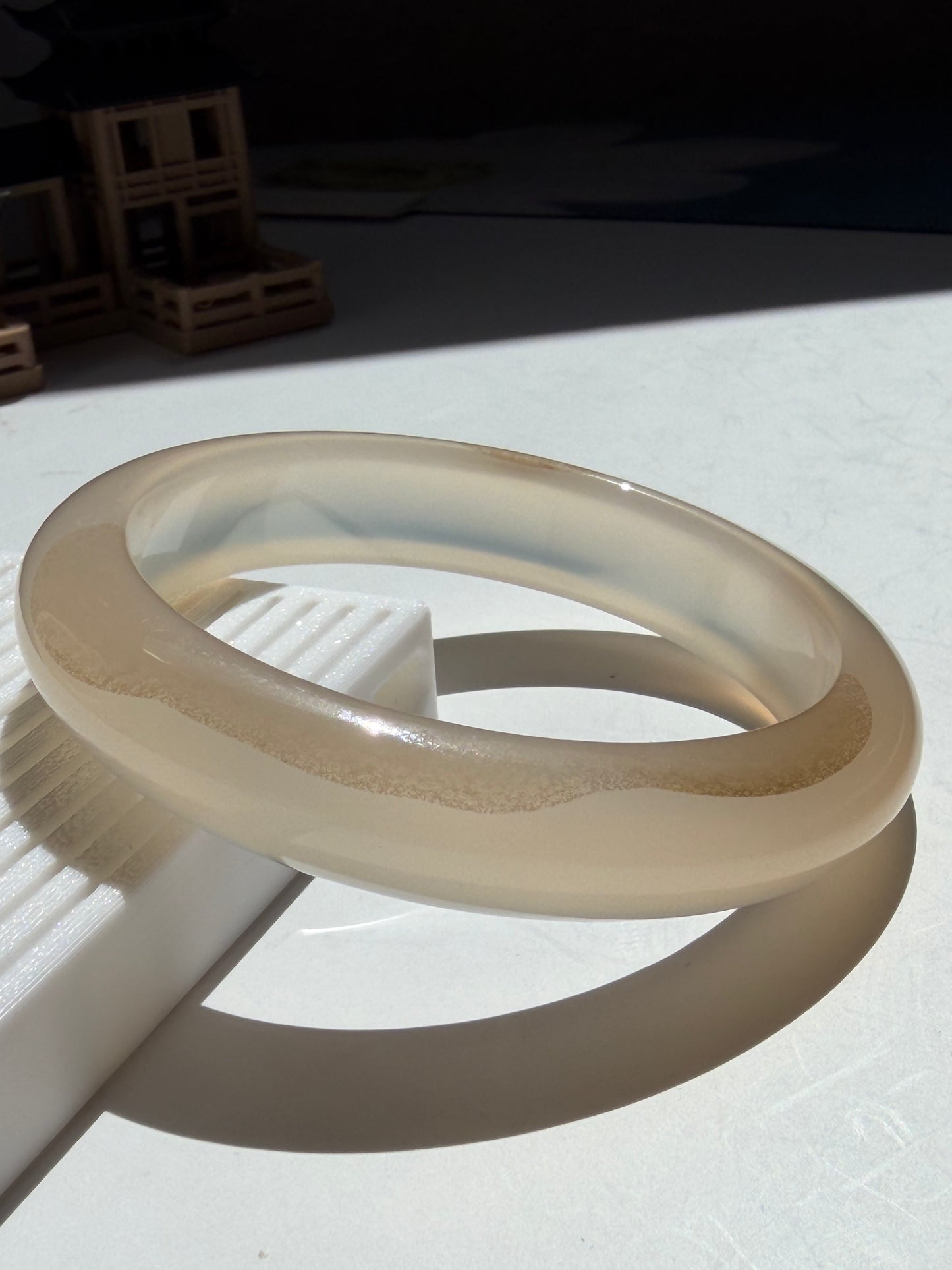 Natural Agate Bangle Peach Mist Glow