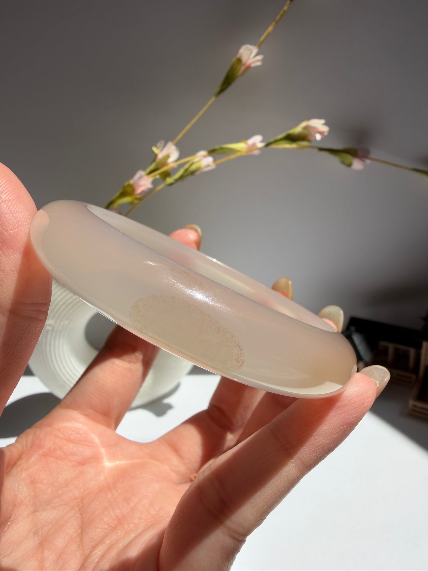 Natural Agate Bangle Peach Mist Glow