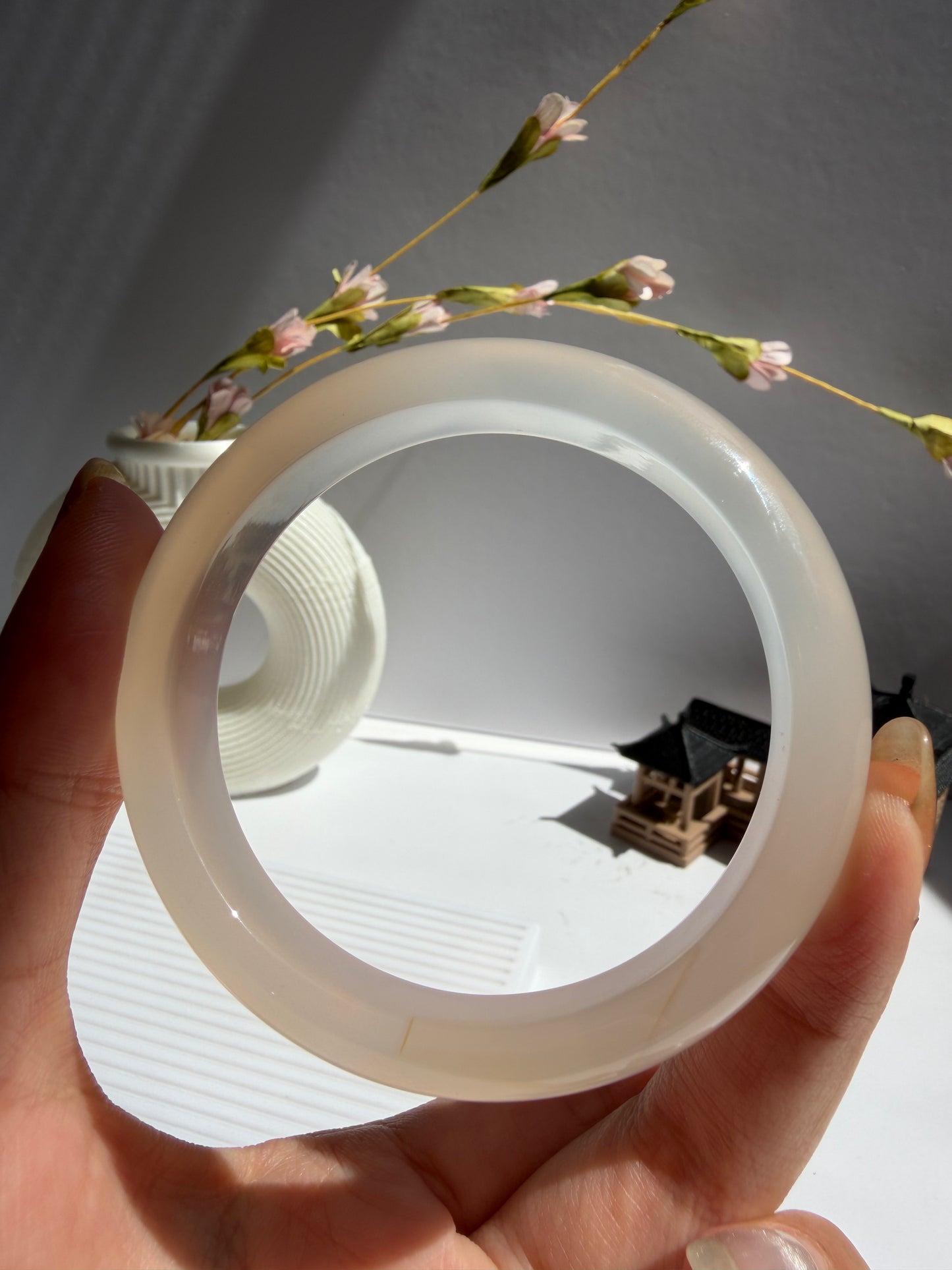 Natural Agate Bangle Soft Blush Elegance