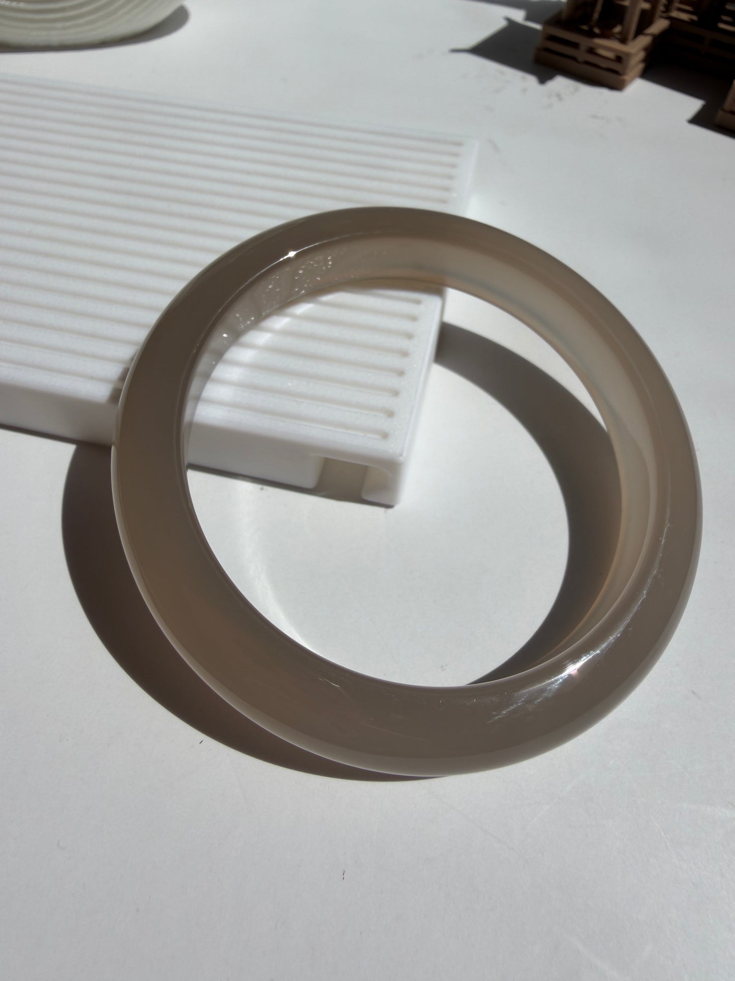 Natural Agate Bangle Soft Grey Serenity