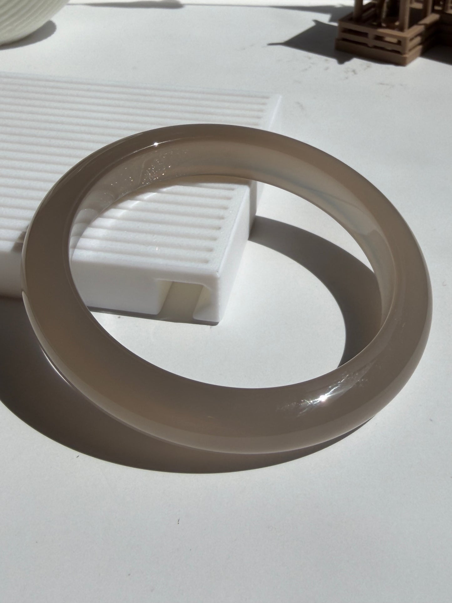 Natural Agate Bangle Soft Grey Serenity