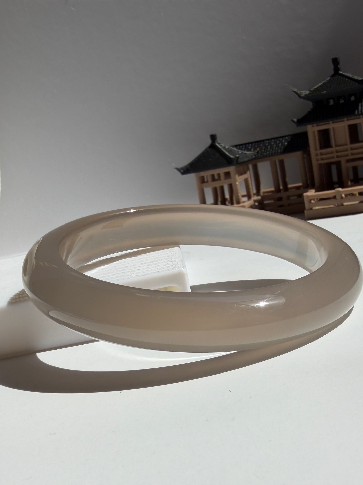 Natural Agate Bangle Soft Grey Serenity