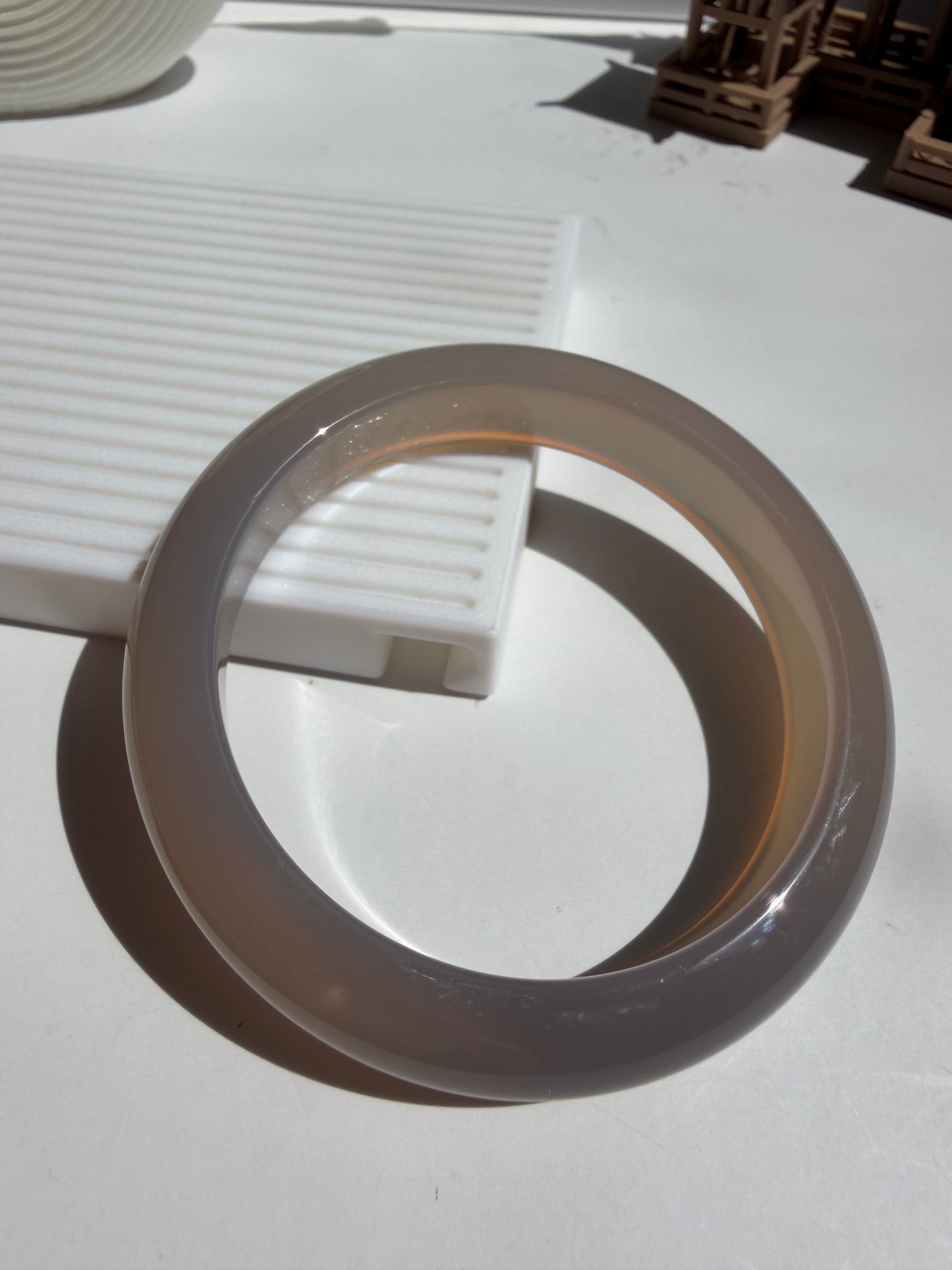 Natural Agate Bangle Gray Mist Grace