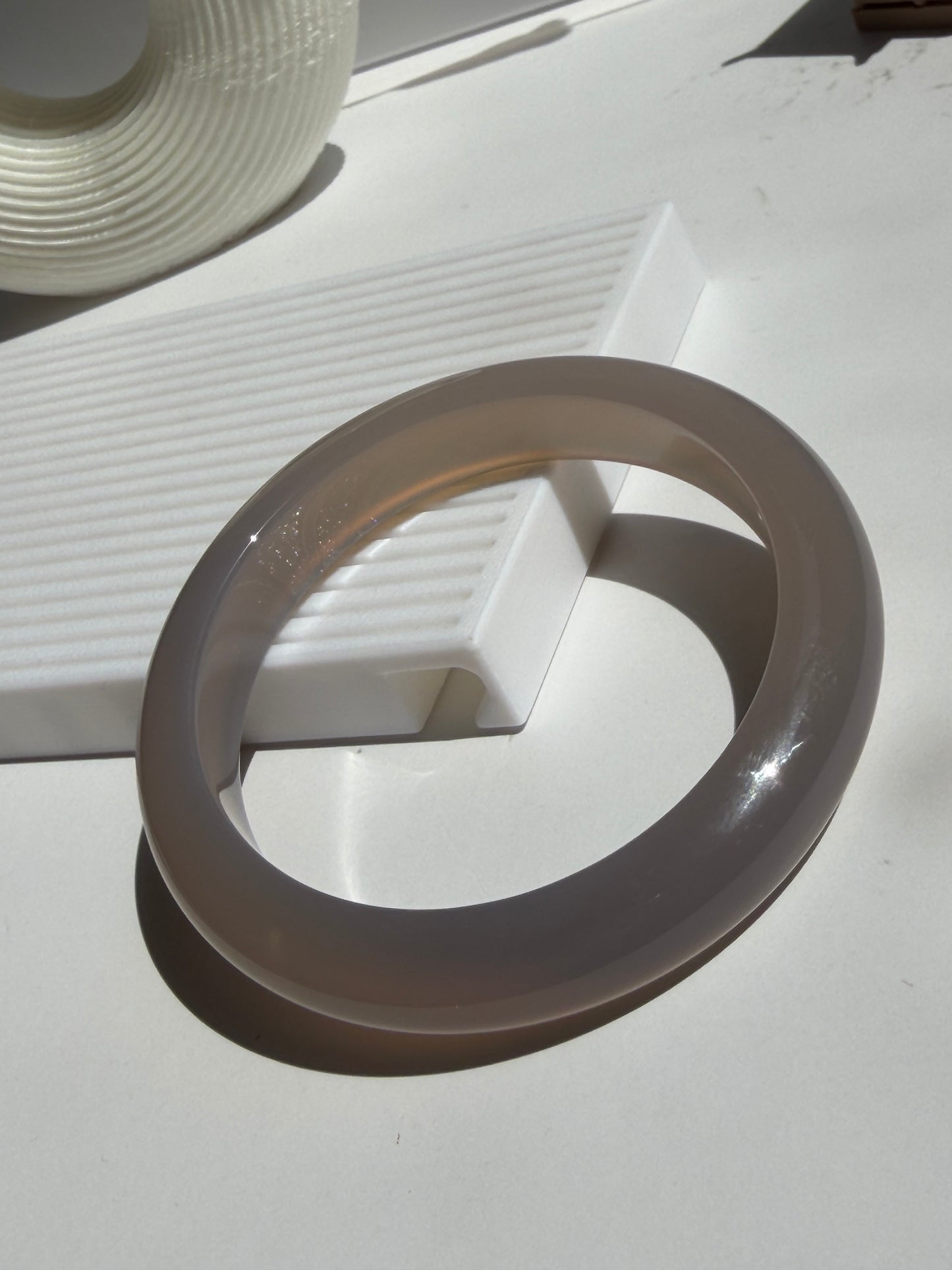 Natural Agate Bangle Gray Mist Grace