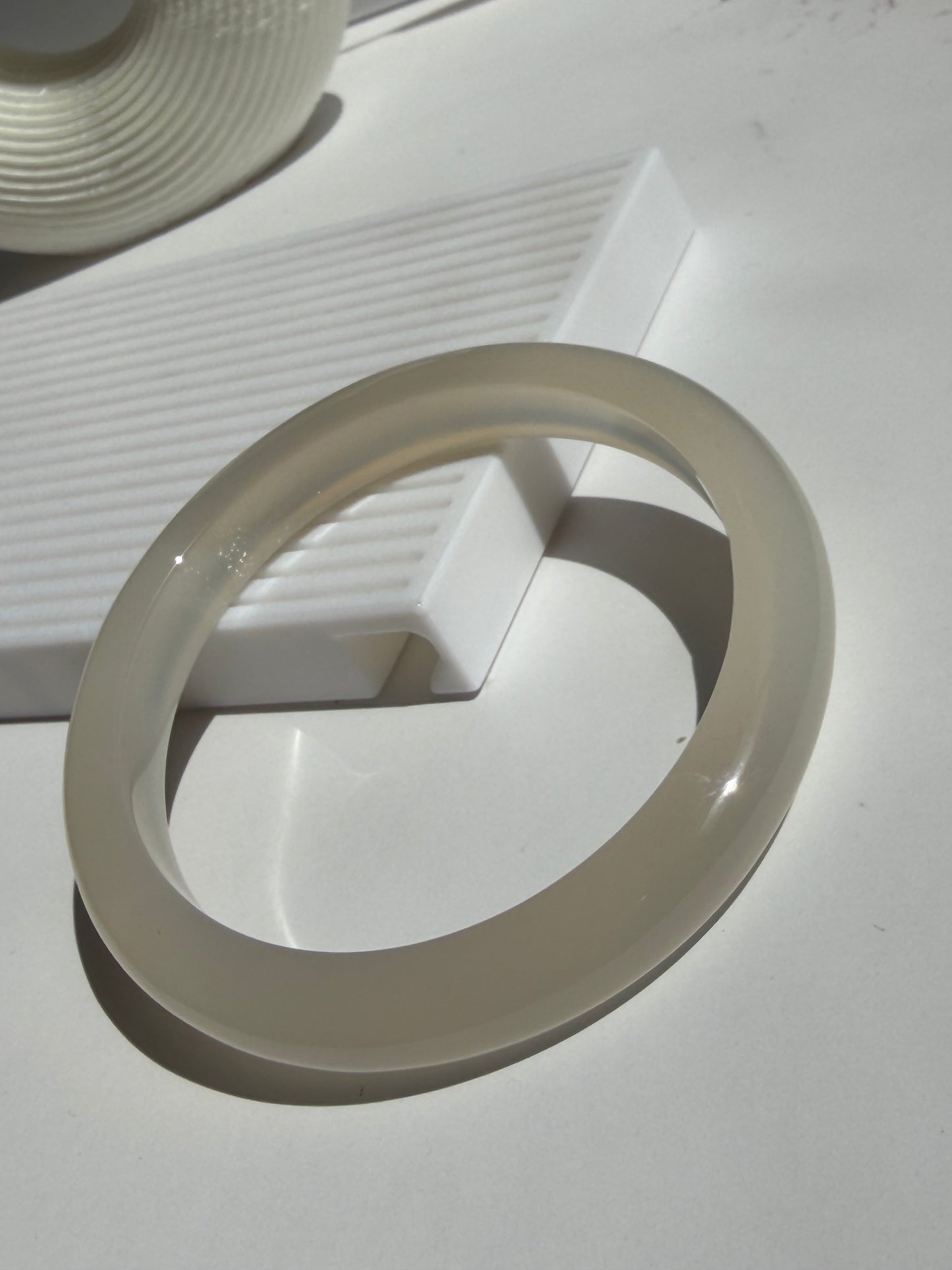 Natural Agate Bangle Ivory Glow