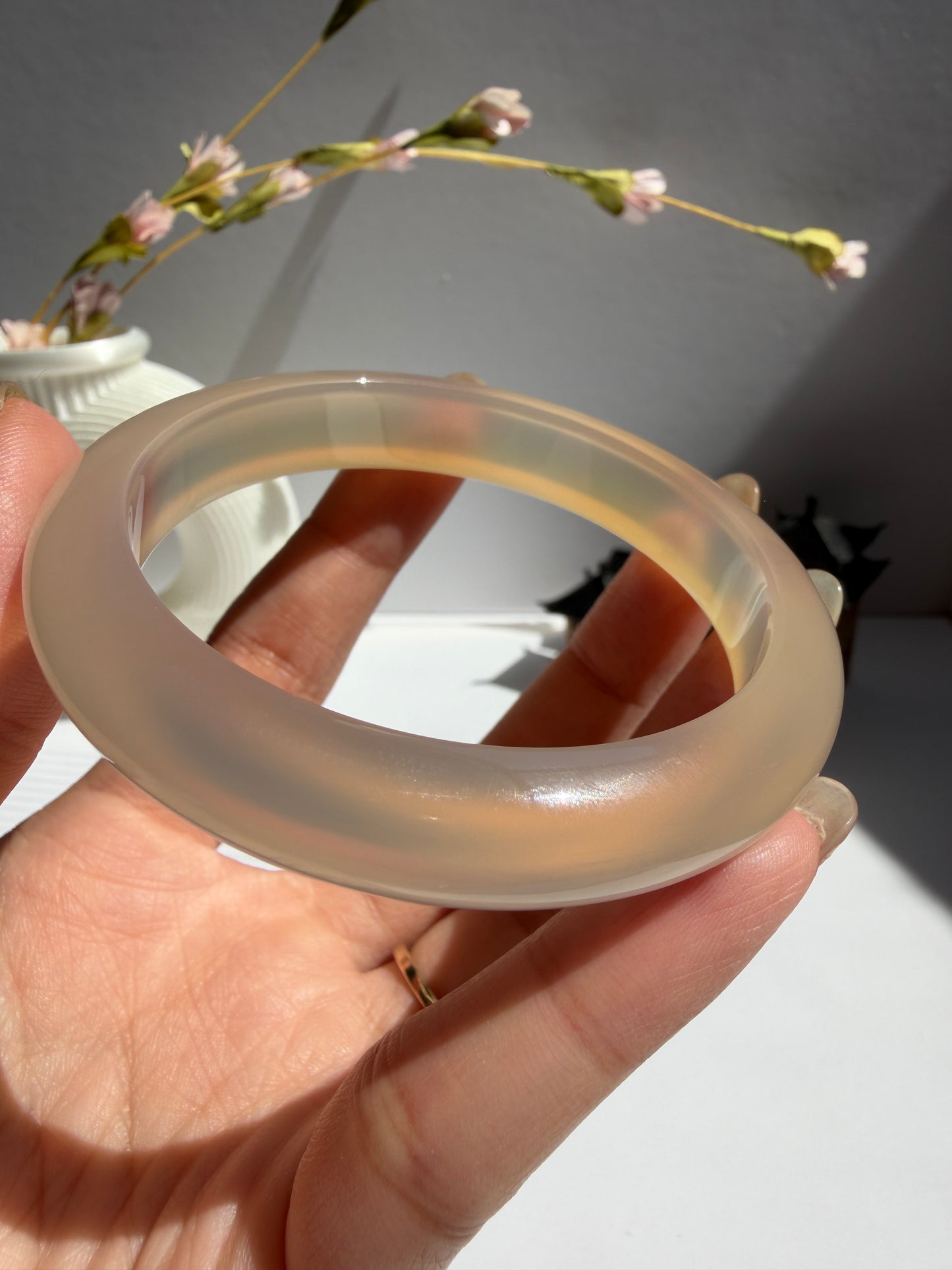 Natural Agate Bangle Golden Amber Radiance