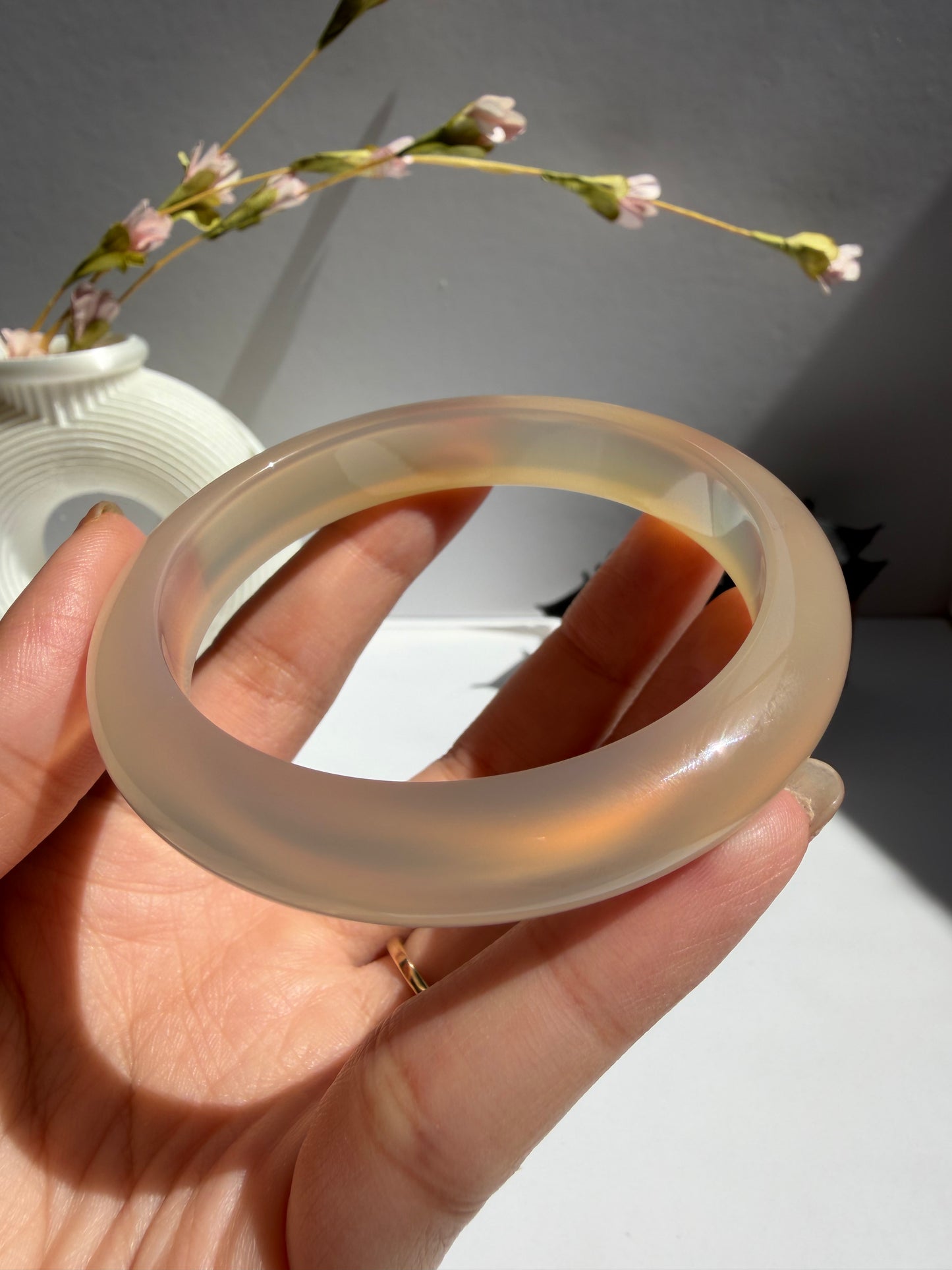 Natural Agate Bangle Golden Amber Radiance