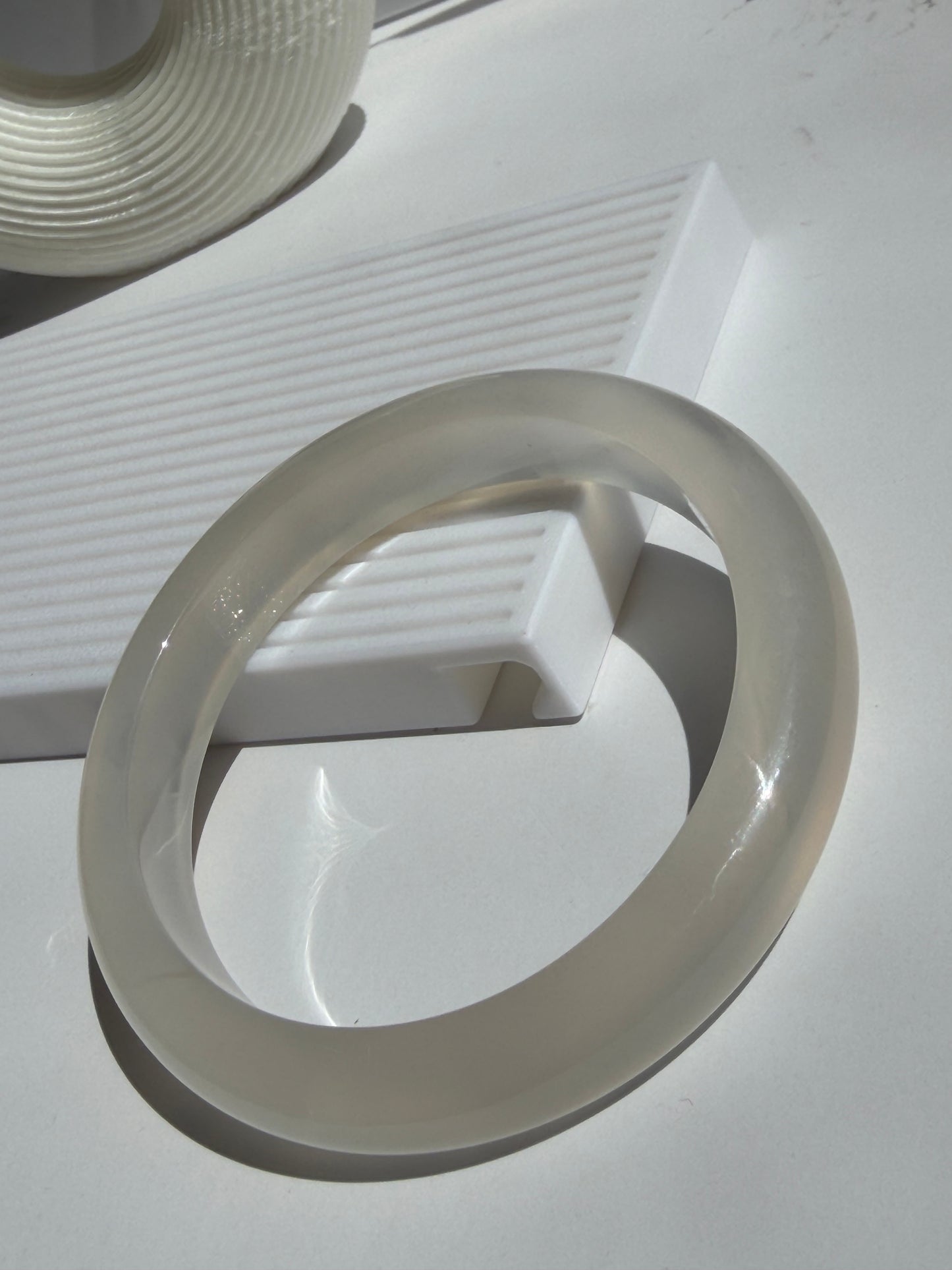 Natural Agate Bangle Soft Pearl Glow