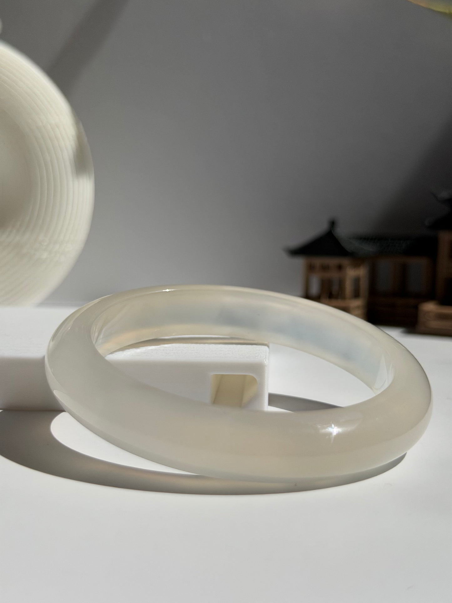 Natural Agate Bangle Soft Pearl Glow