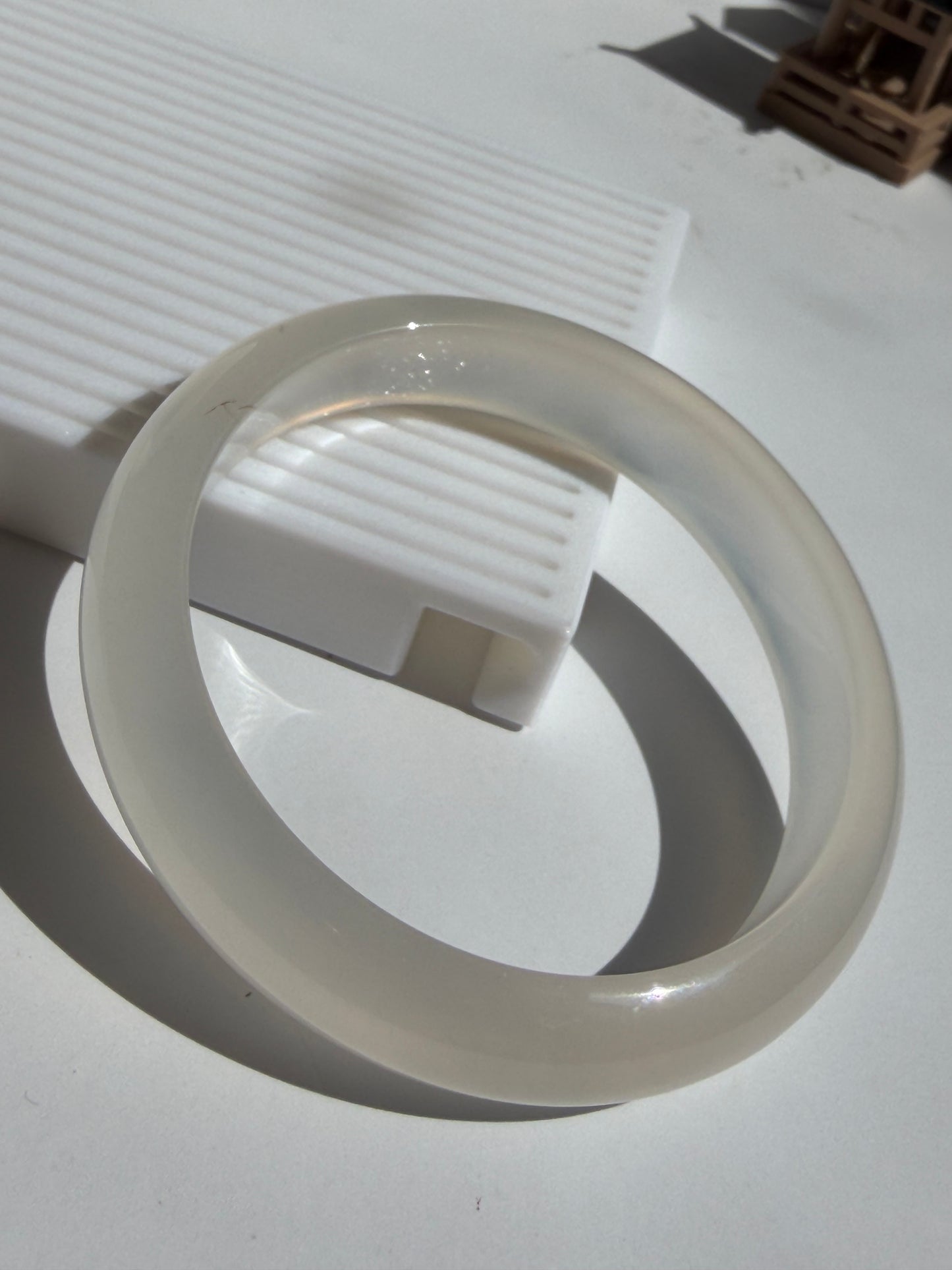 Natural Agate Bangle Soft Ivory Charm
