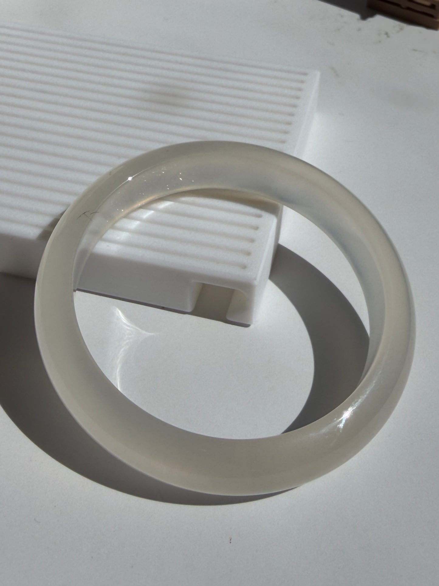 Natural Agate Bangle Soft Ivory Charm