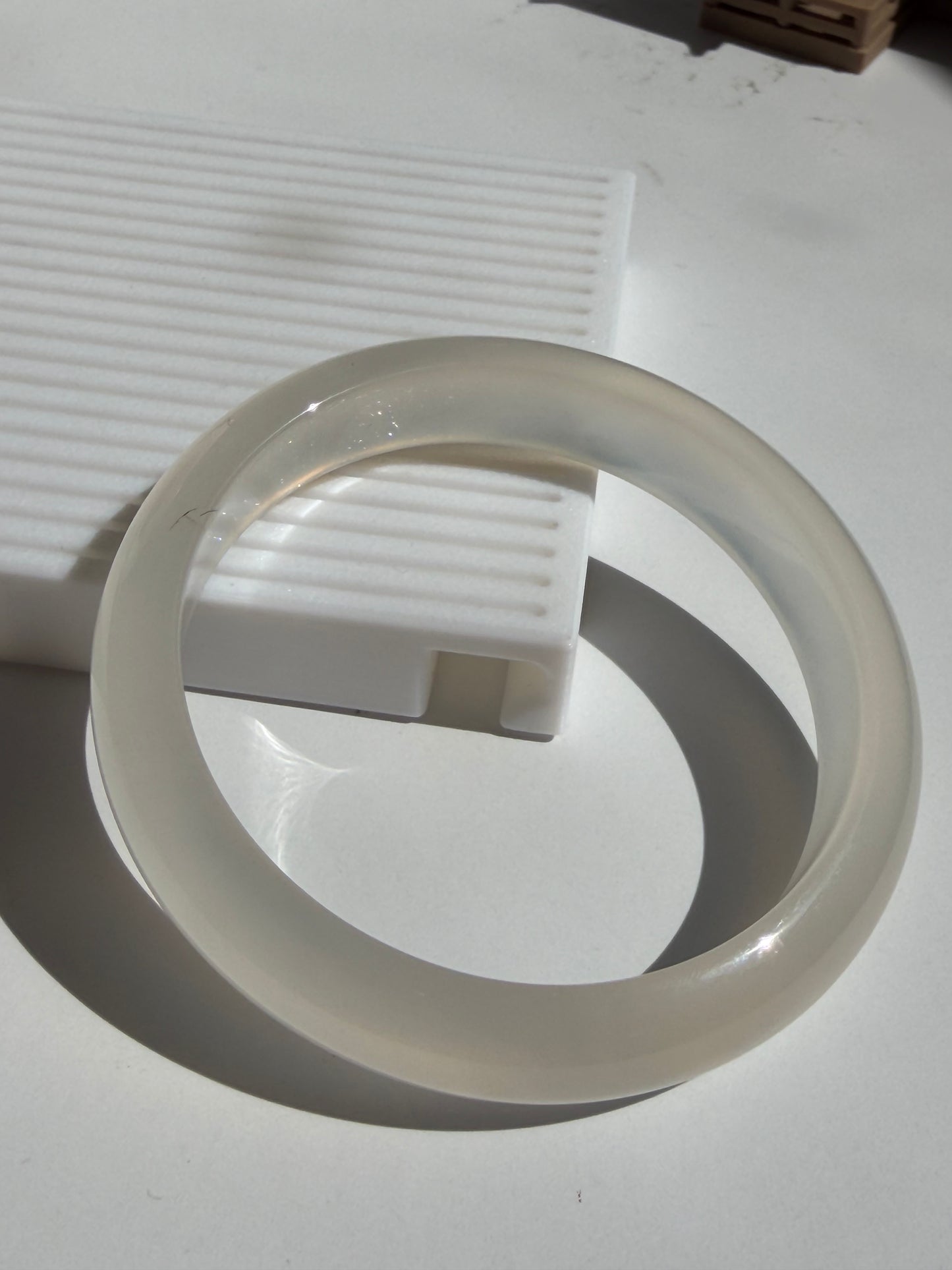Natural Agate Bangle Soft Ivory Charm
