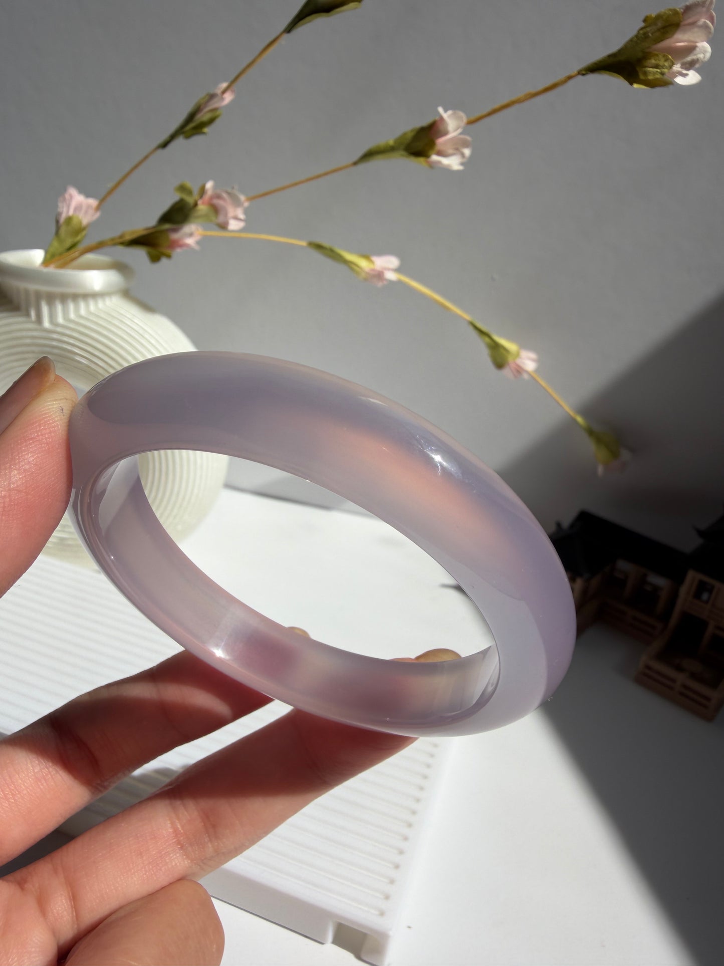 Natural Agate Bangle Lavender Serenity