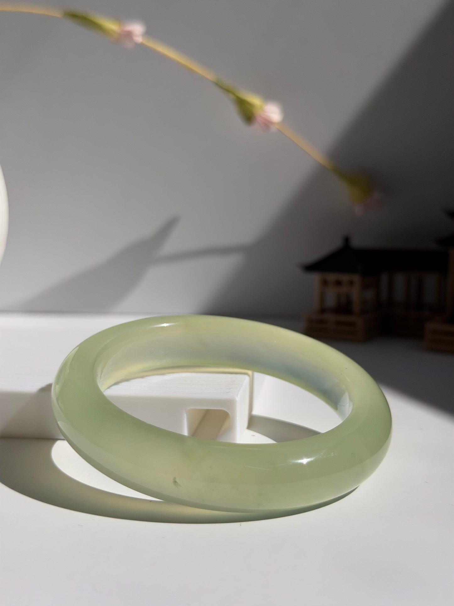 Natural Serpentine Bangle Soft Green Elegance