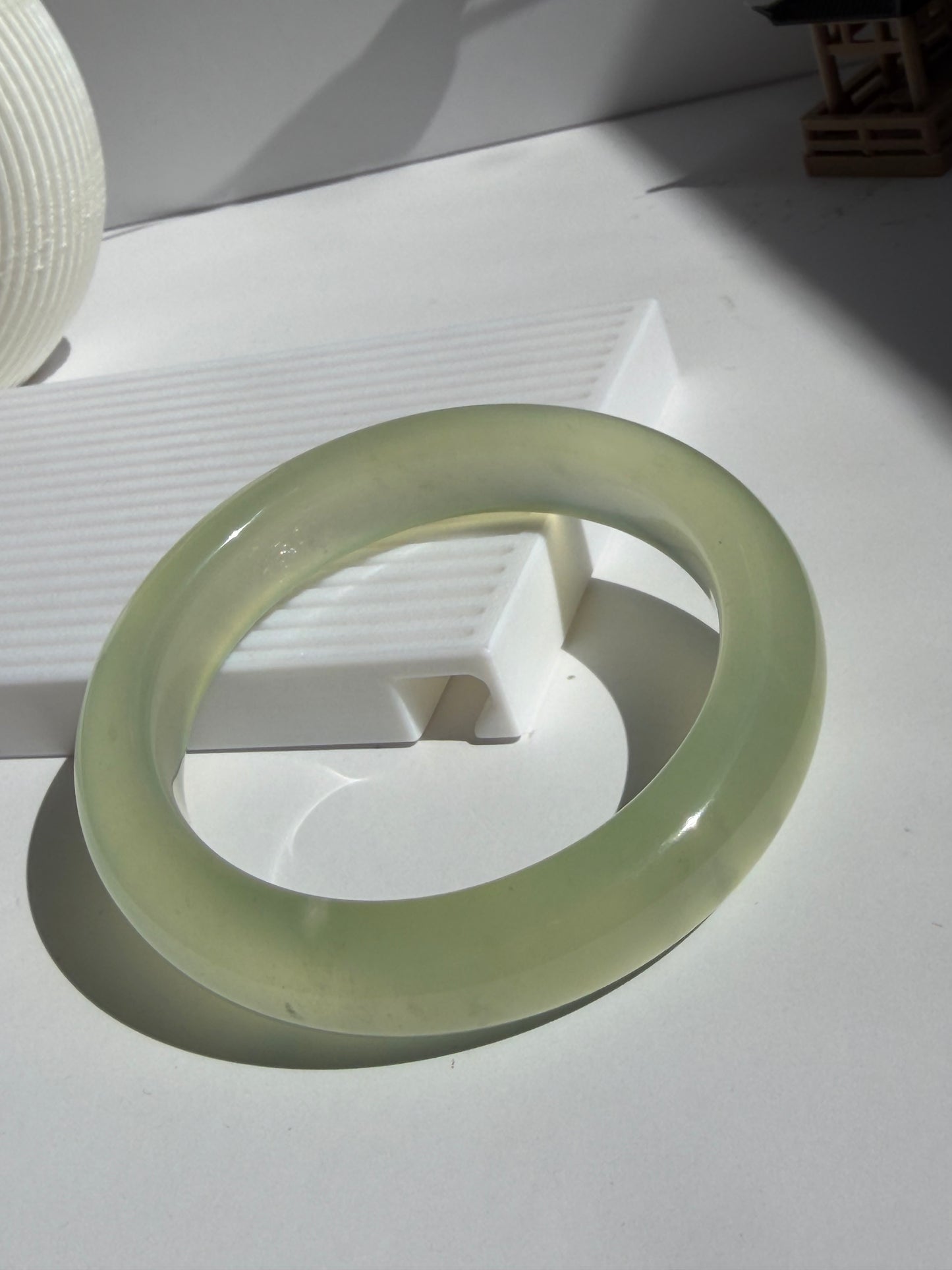 Natural Serpentine Bangle Soft Green Elegance
