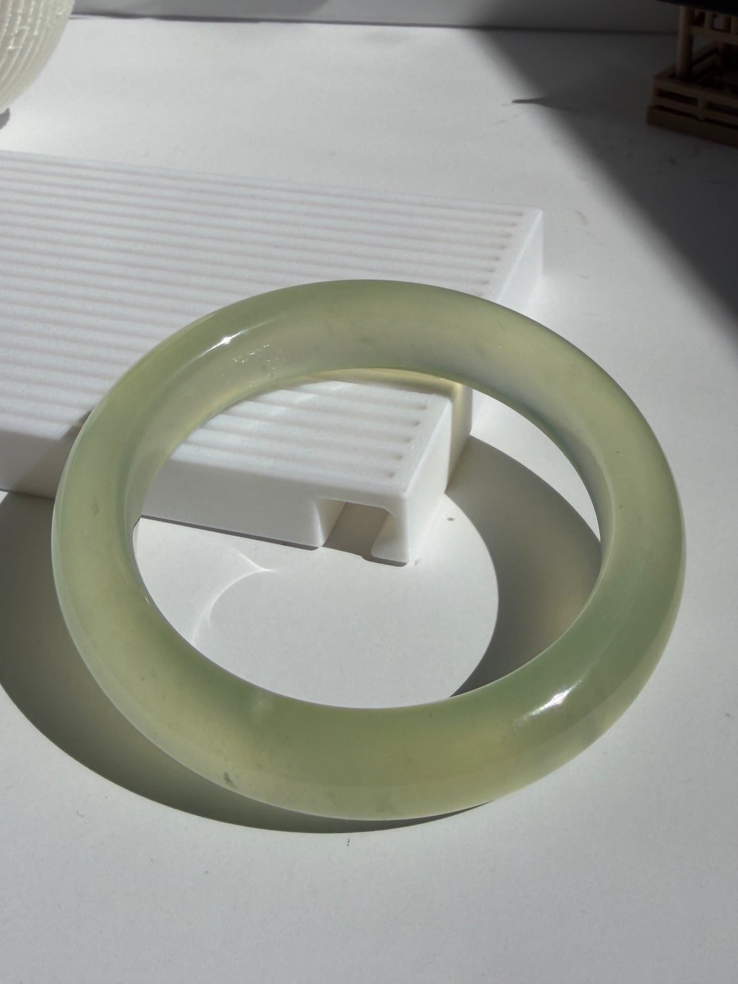 Natural Serpentine Bangle Soft Green Elegance