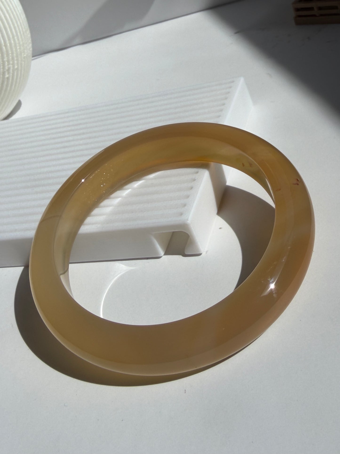 Natural Agate Bangle Golden Amber Glow