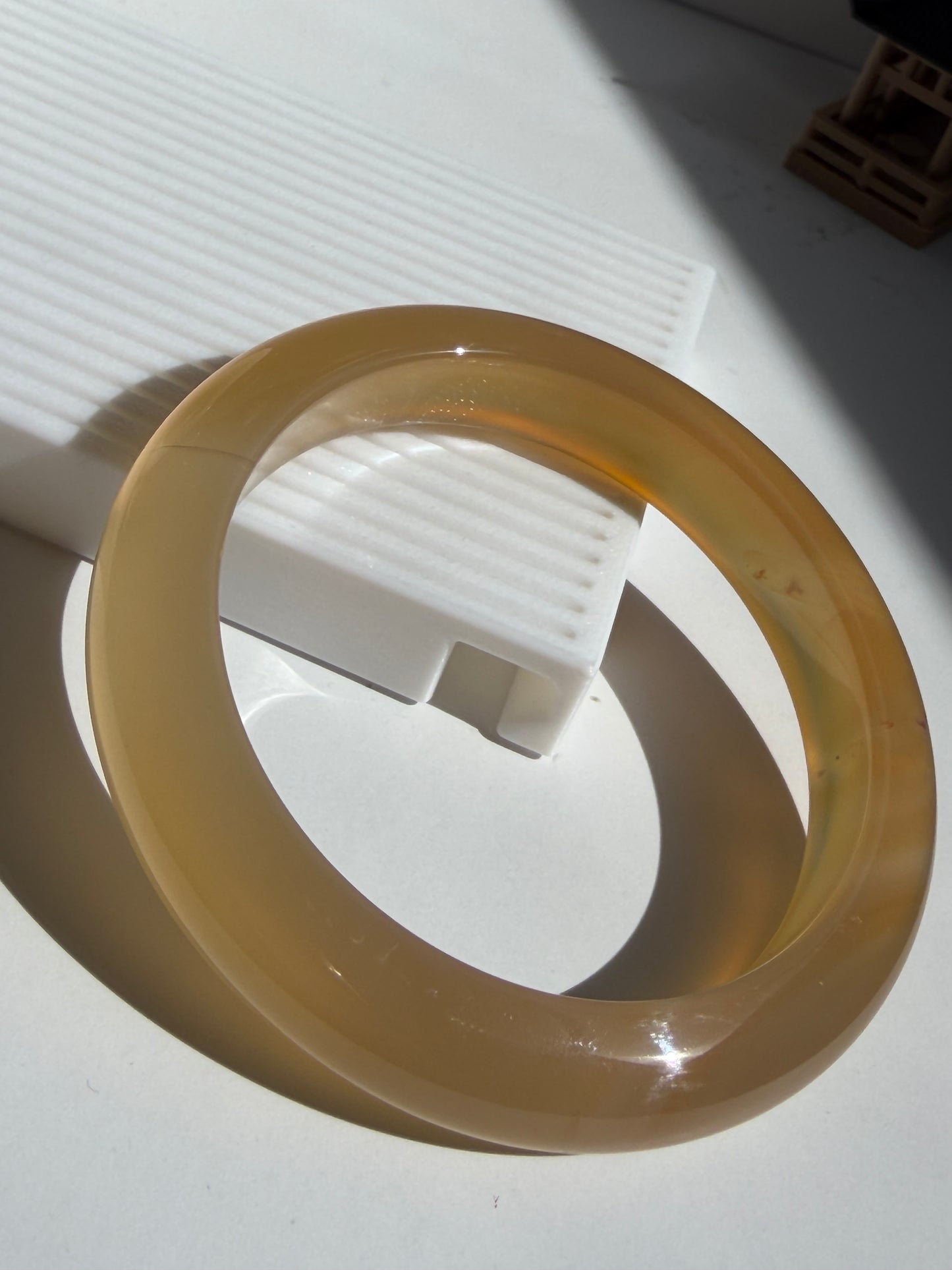 Natural Agate Bangle Golden Amber Glow