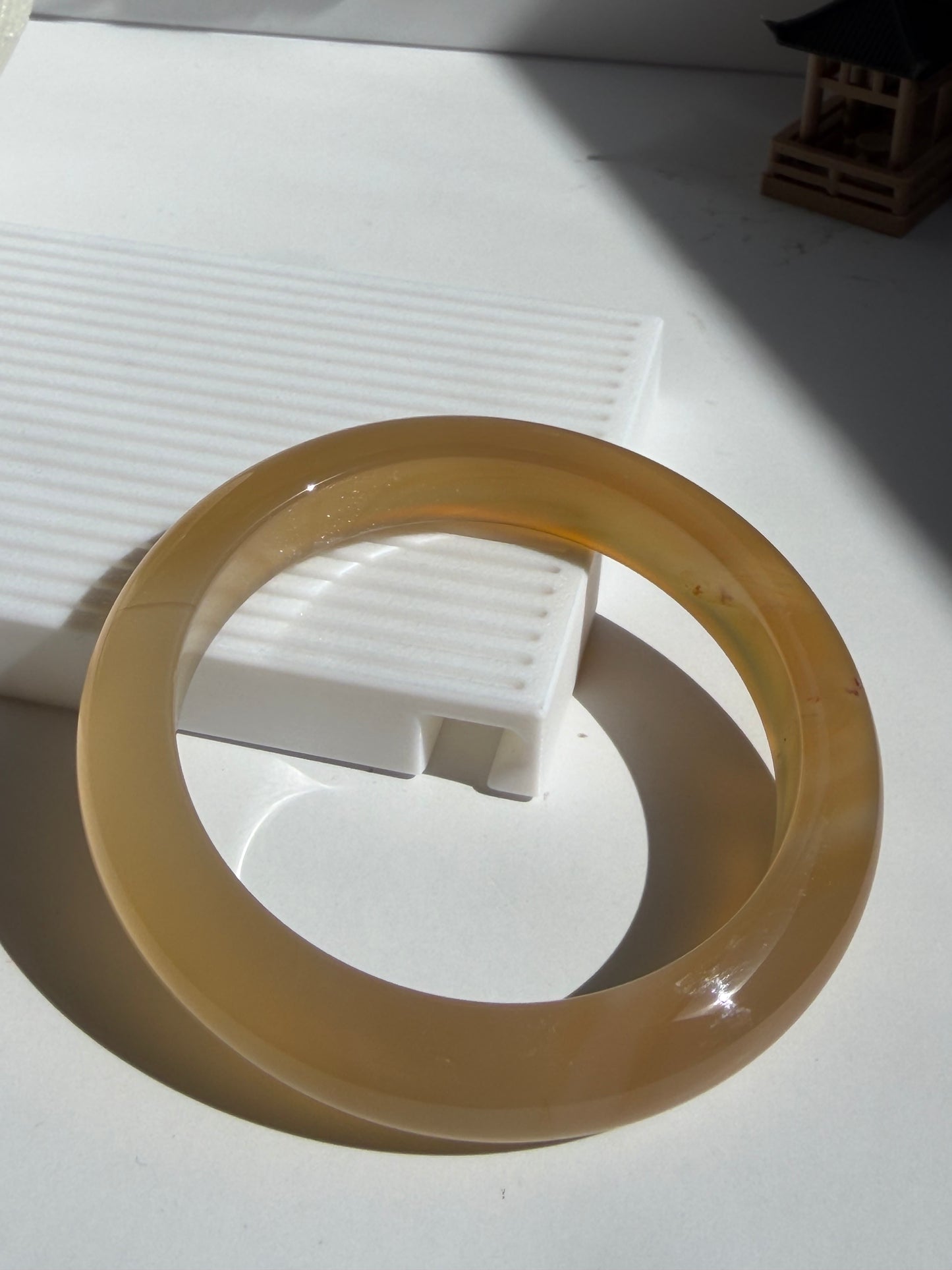 Natural Agate Bangle Golden Amber Glow