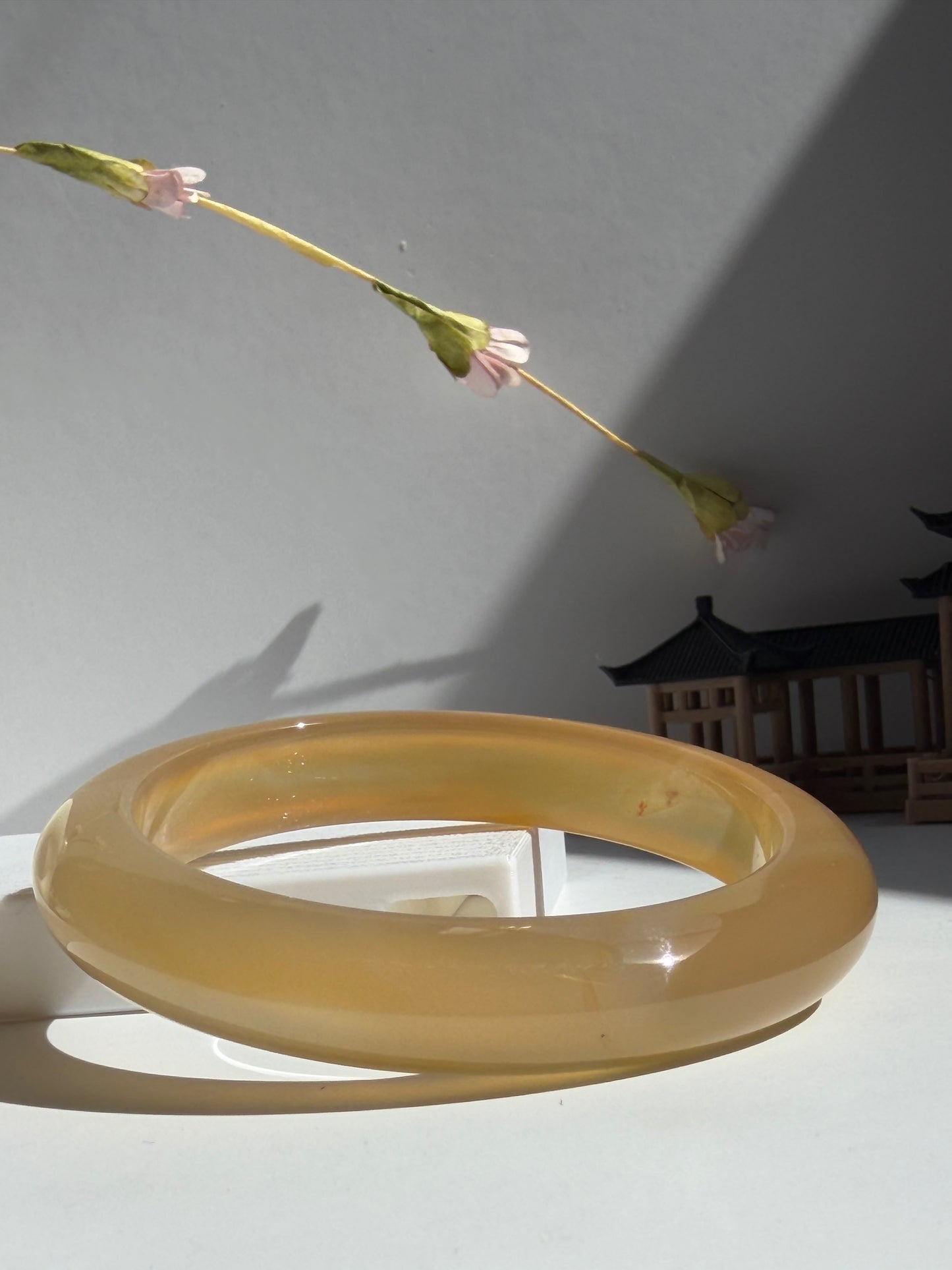 Natural Agate Bangle Golden Amber Glow
