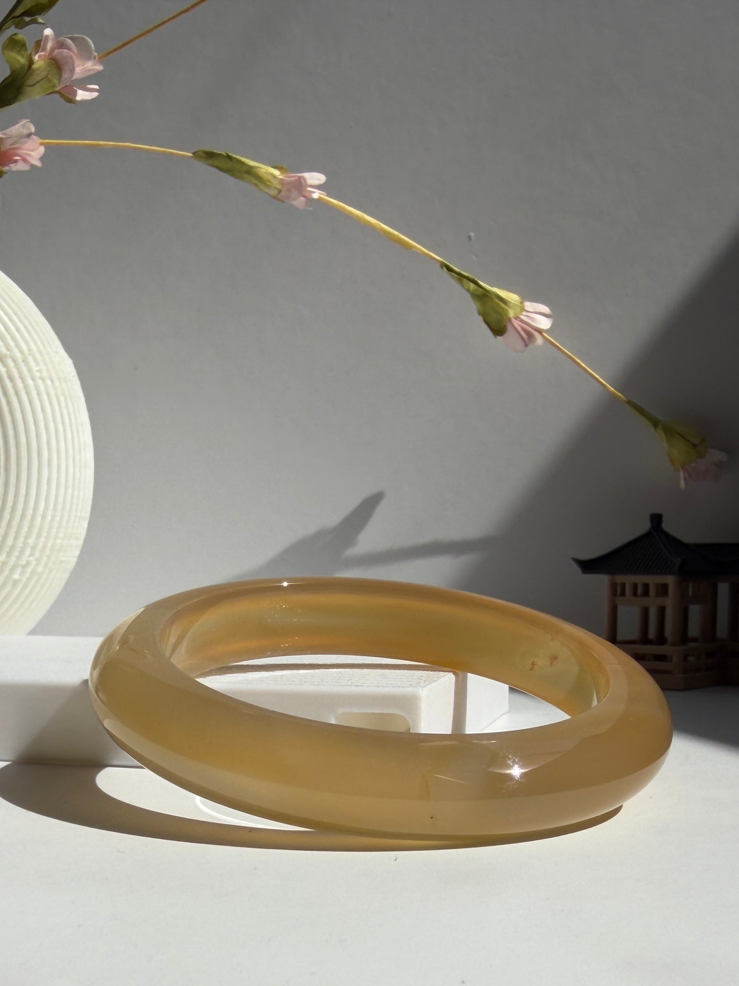 Natural Agate Bangle Golden Amber Glow