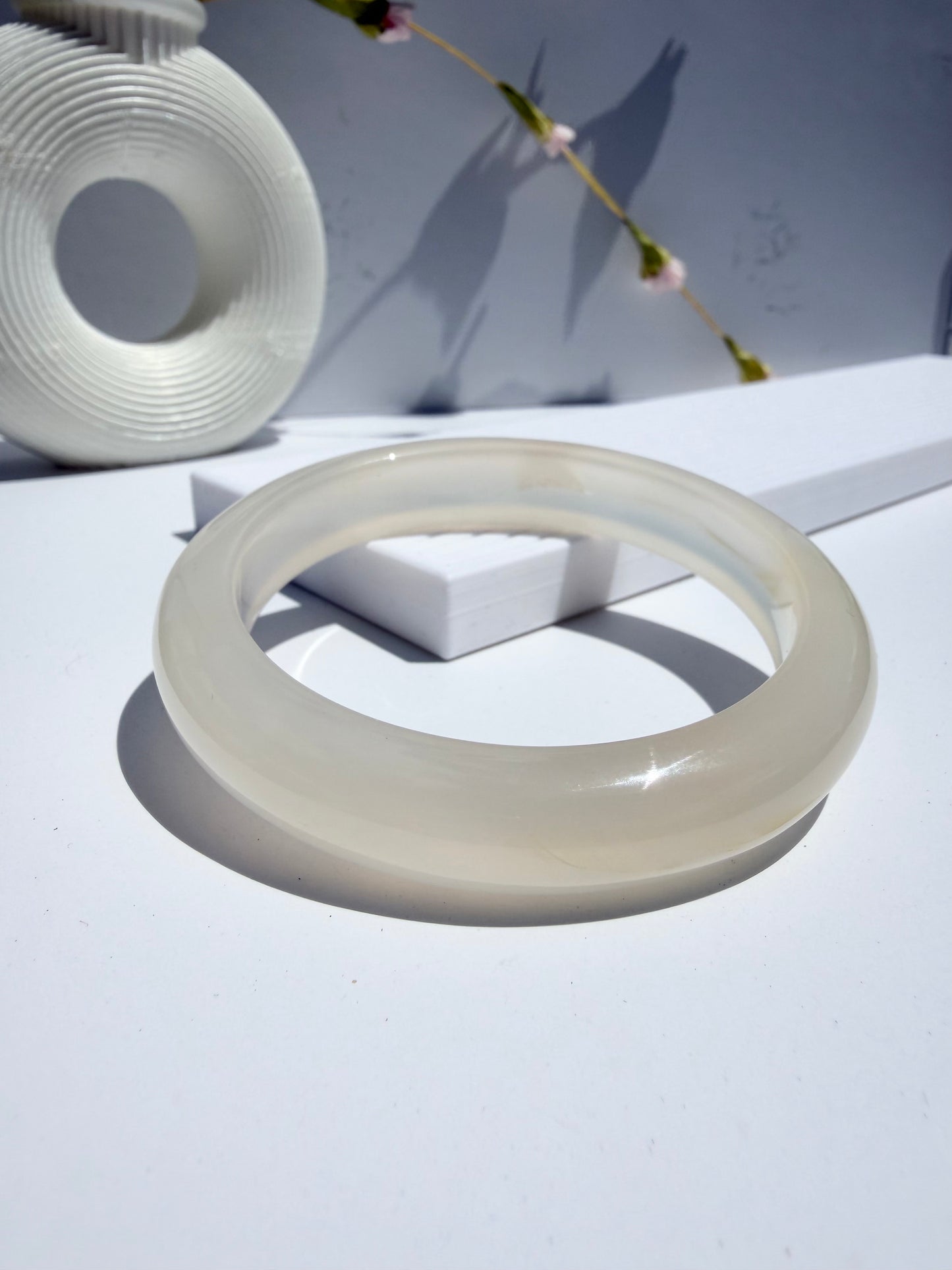 Natural Agate Bangle – Moonlit Silk