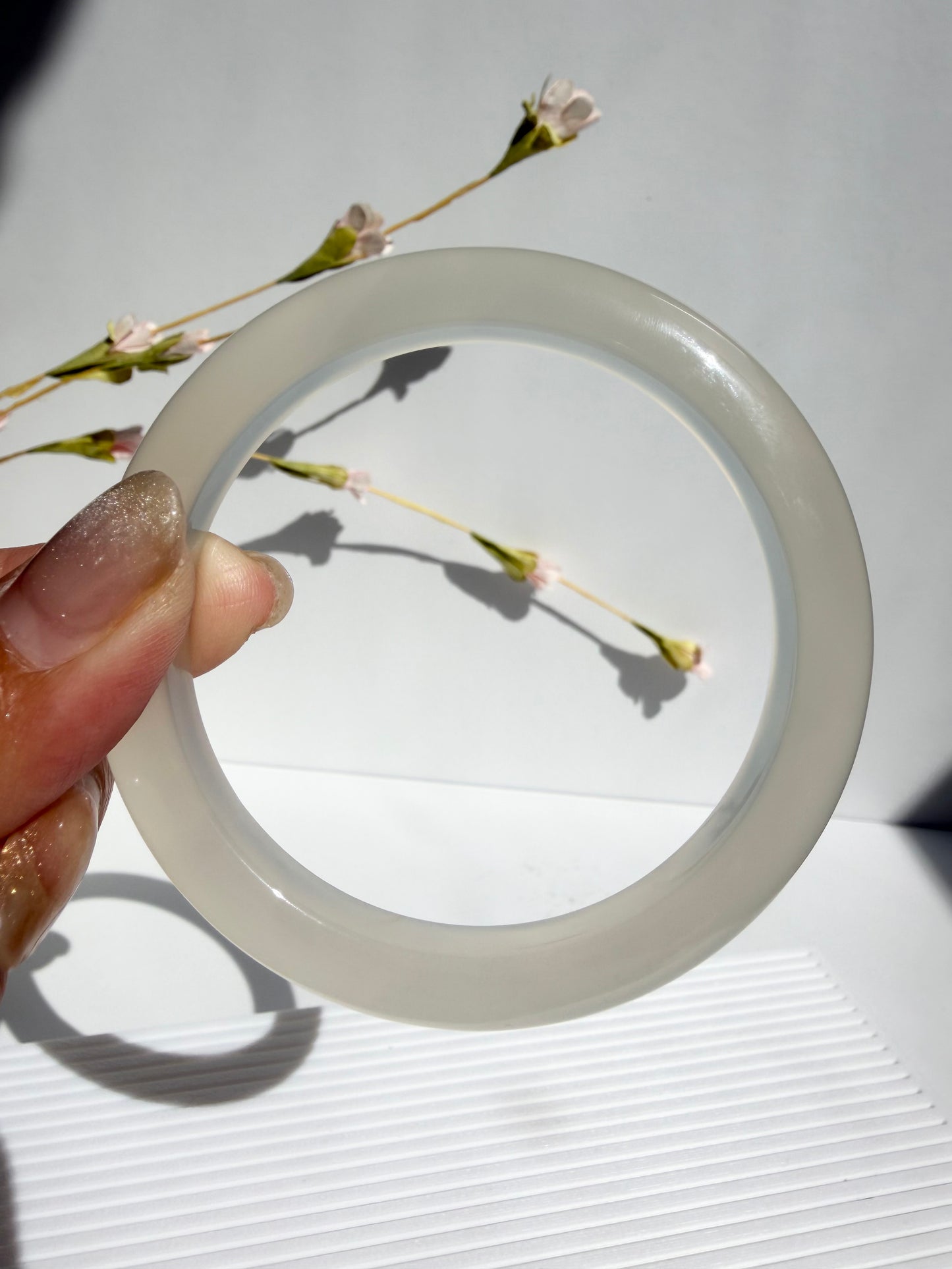 Natural Agate Bangle – Moonlit Silk