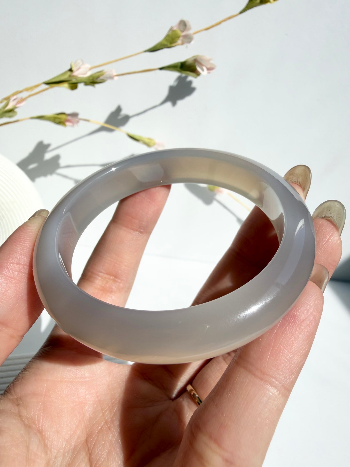 Natural Agate Bangle – Moonlit Silk