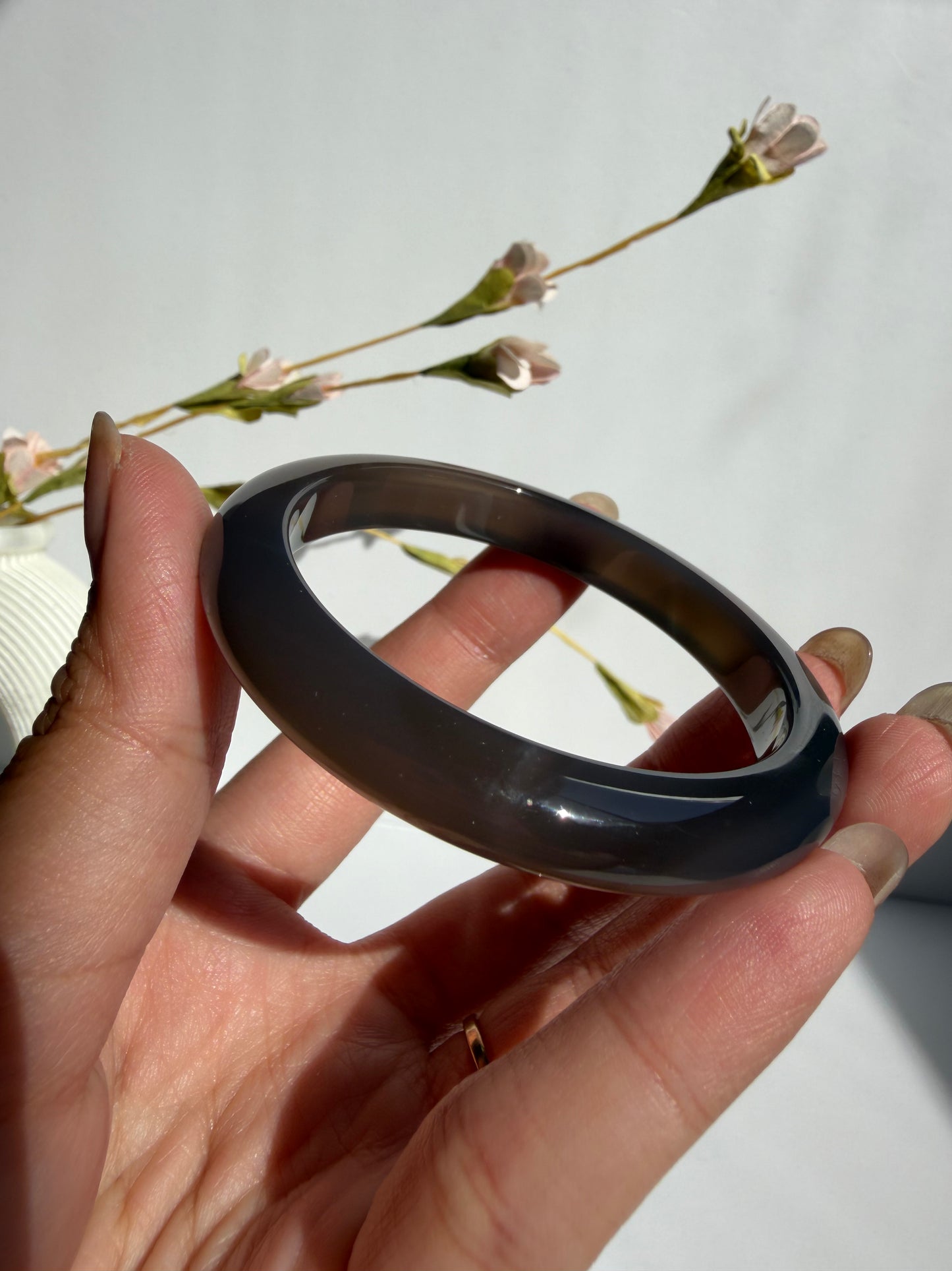 Natural Agate Bangle – Smoky Ember