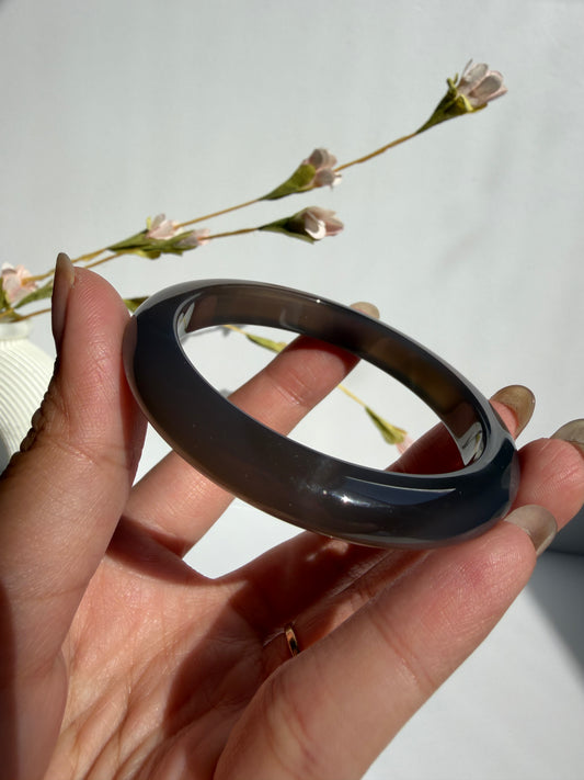 Natural Agate Bangle – Smoky Ember