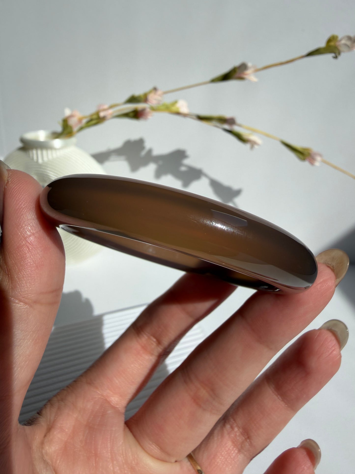 Natural Agate Bangle – Honey Dusk