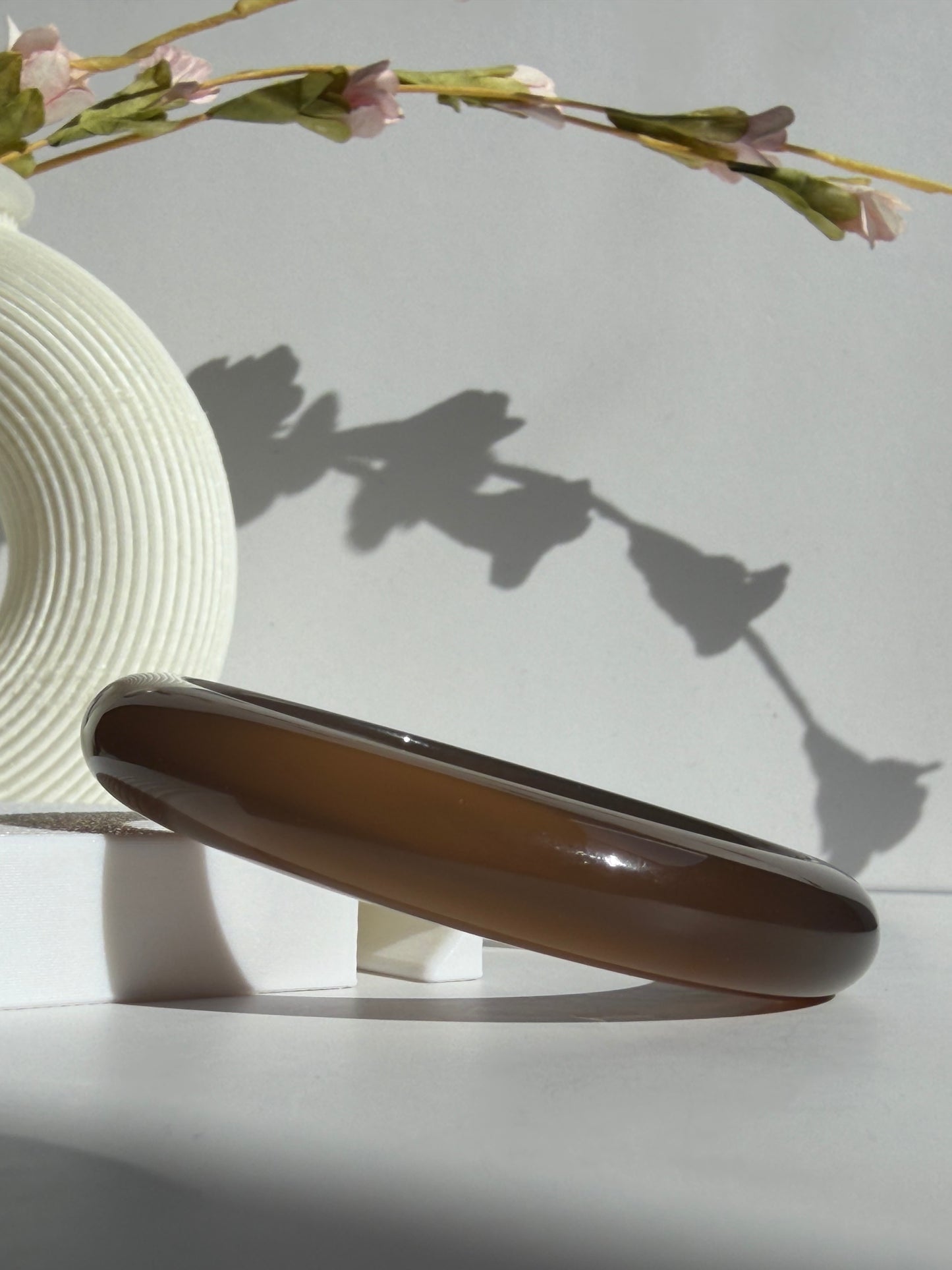 Natural Agate Bangle – Honey Dusk