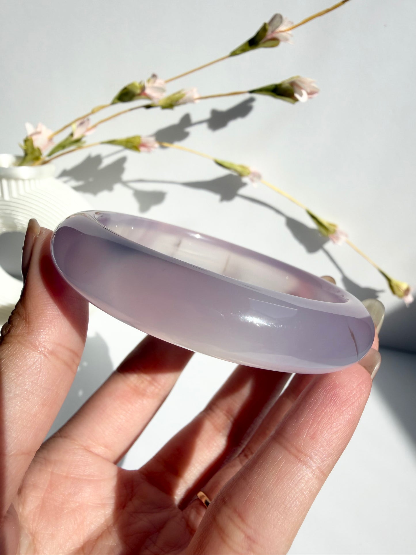 Natural Agate Bangle – Lavender Veil