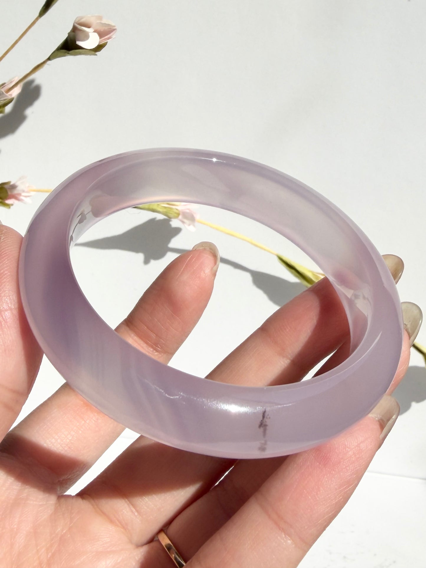 Natural Agate Bangle – Lavender Veil