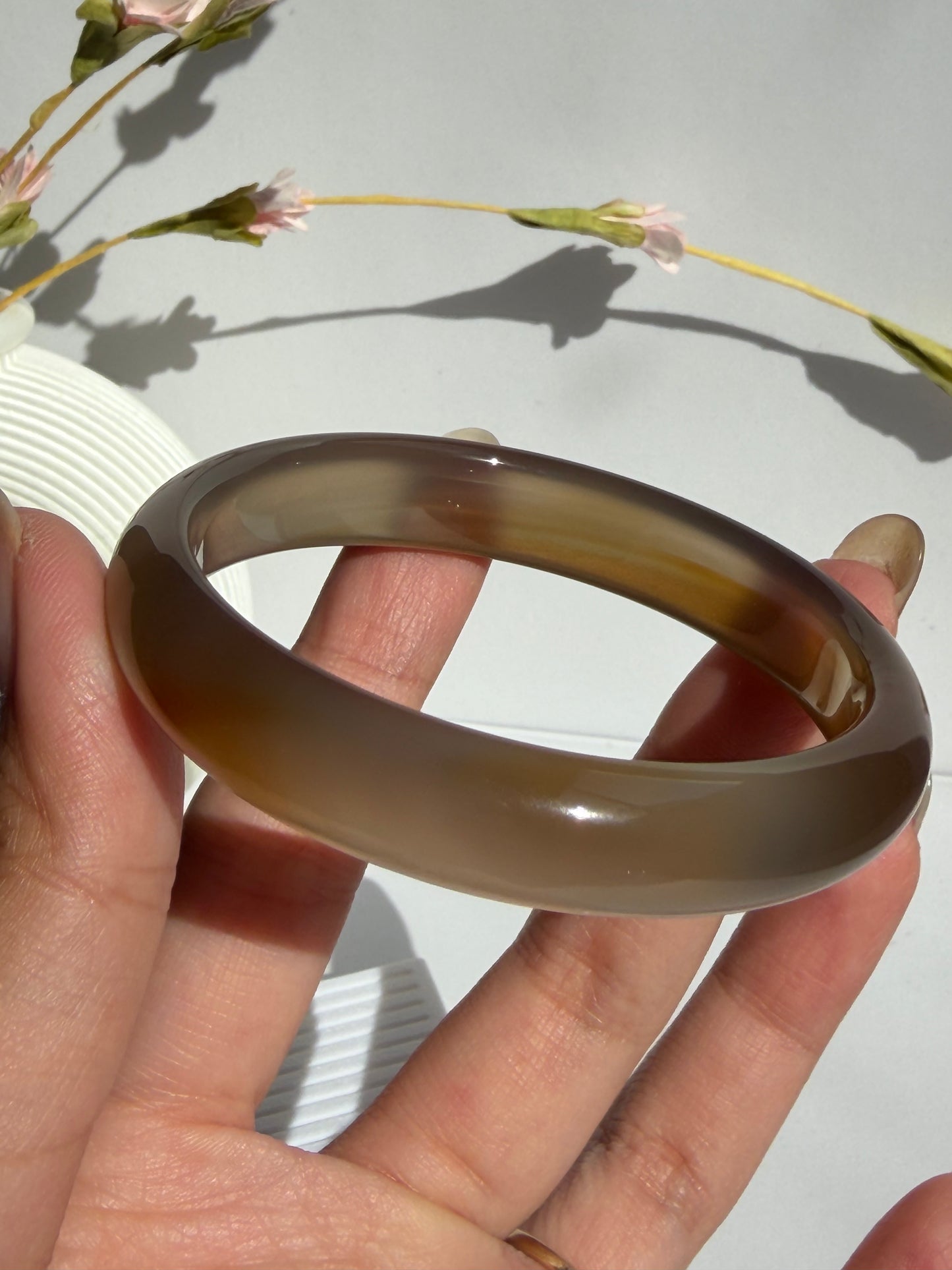 Natural Agate Bangle – Amber Dusk