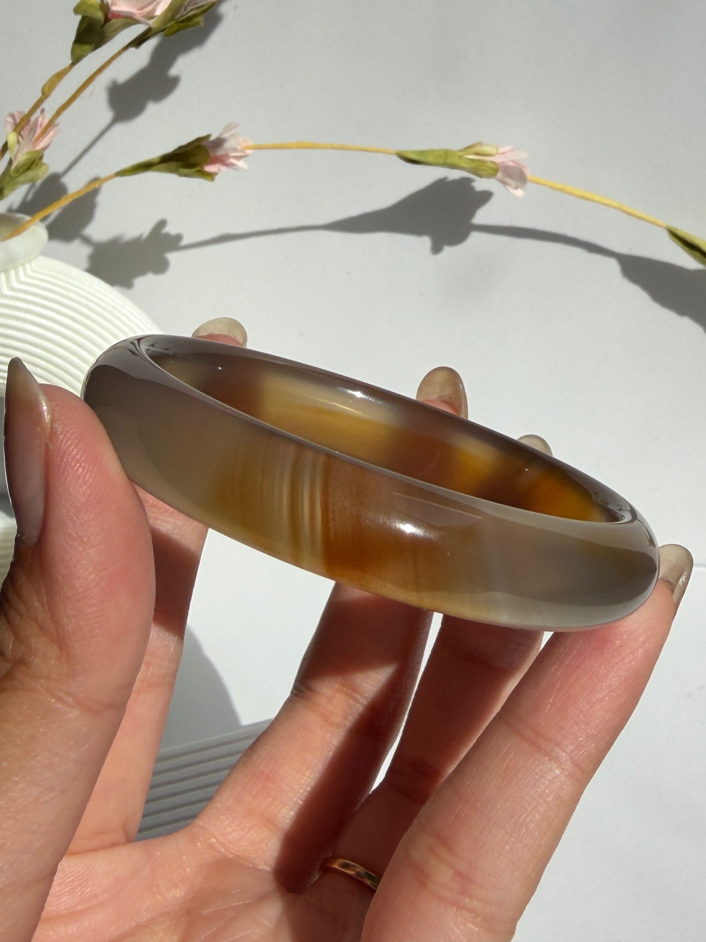 Natural Agate Bangle – Amber Dusk