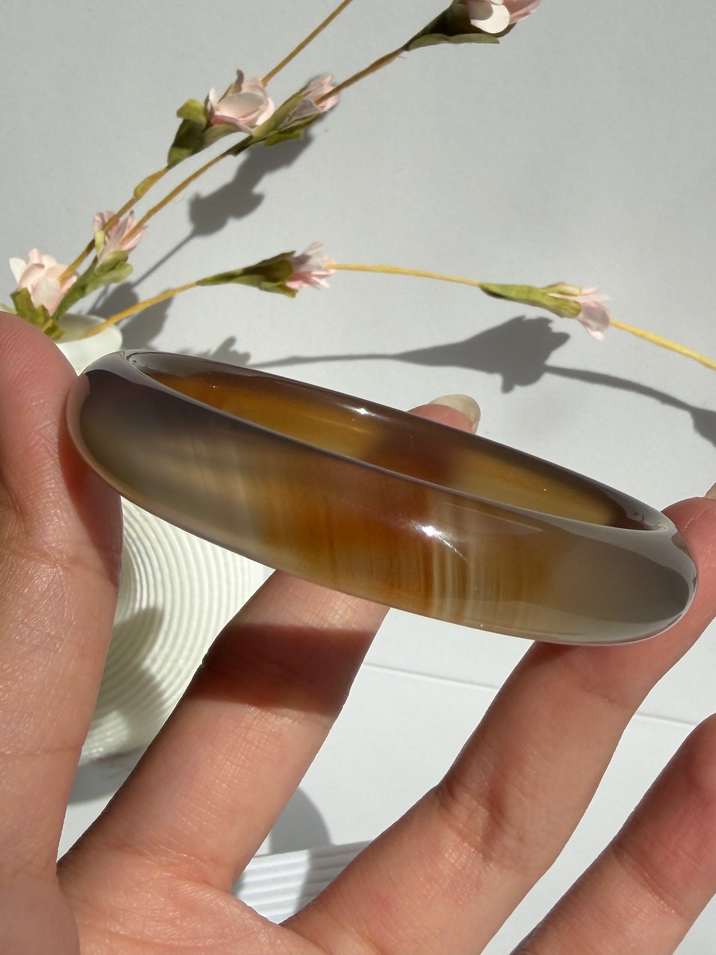 Natural Agate Bangle – Amber Dusk