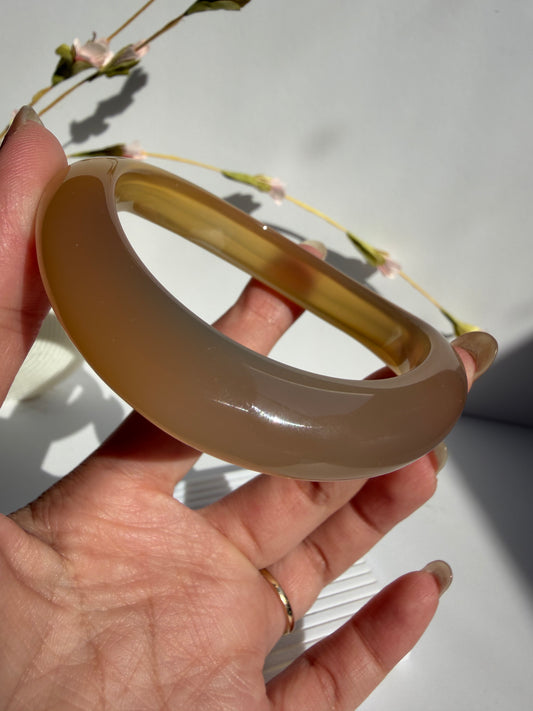 Natural Agate Bangle – Golden Drift