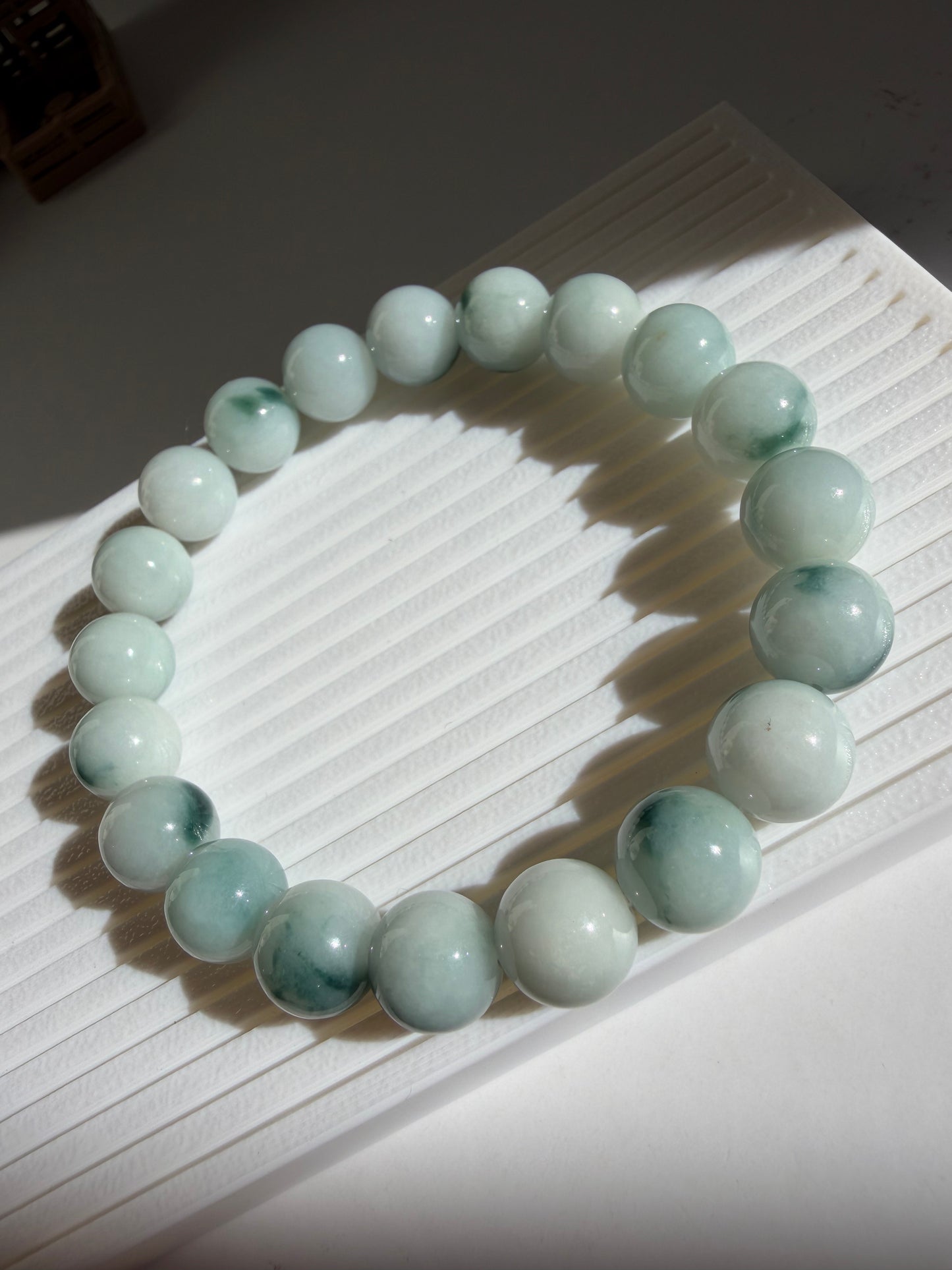 Natural Blue Floating Flower Grade A Burmese Jadeite Jade Bracelet
