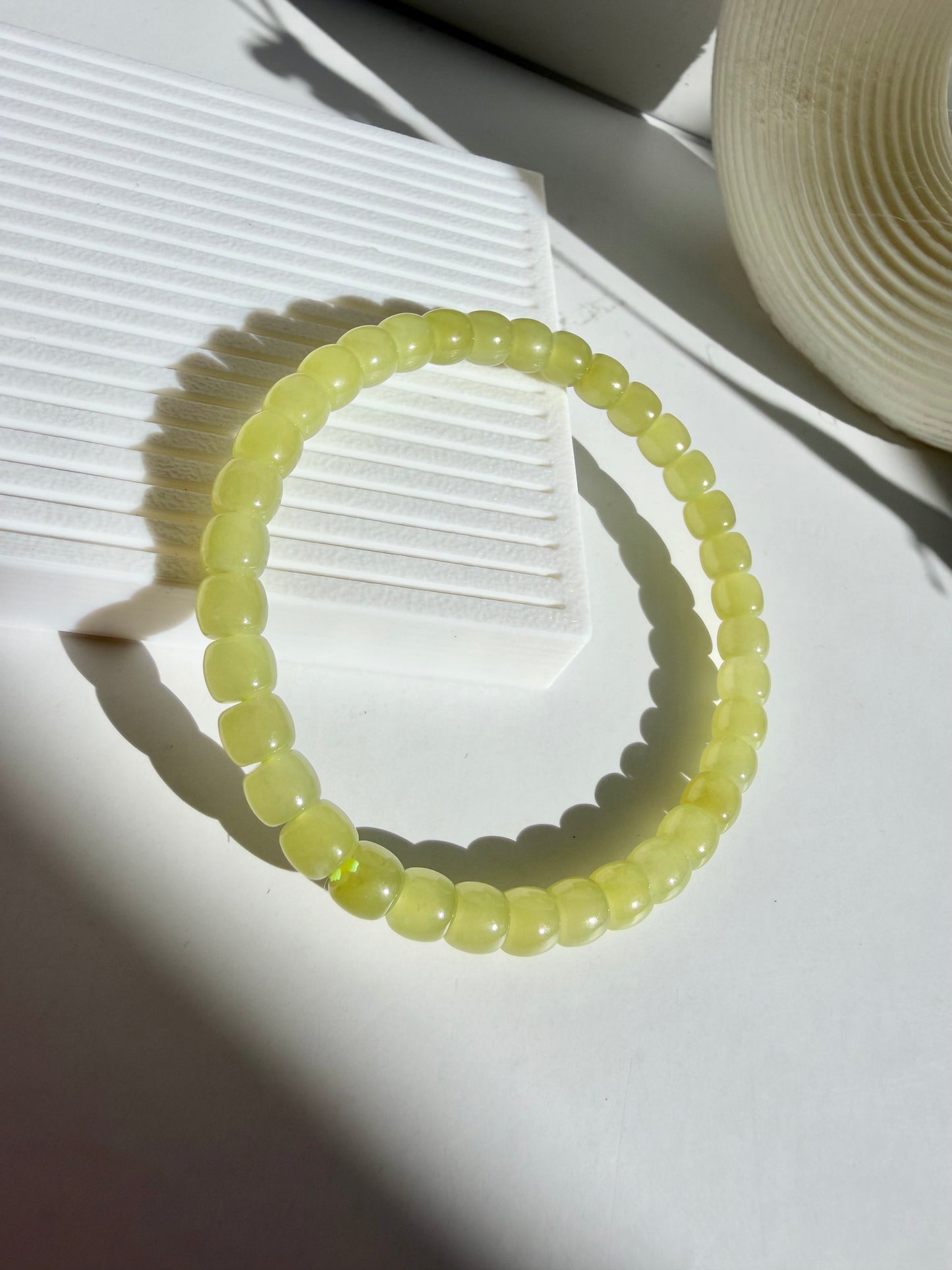 Natural Nephrite Jade Bracelet – Soft Lemon Yellow Jade
