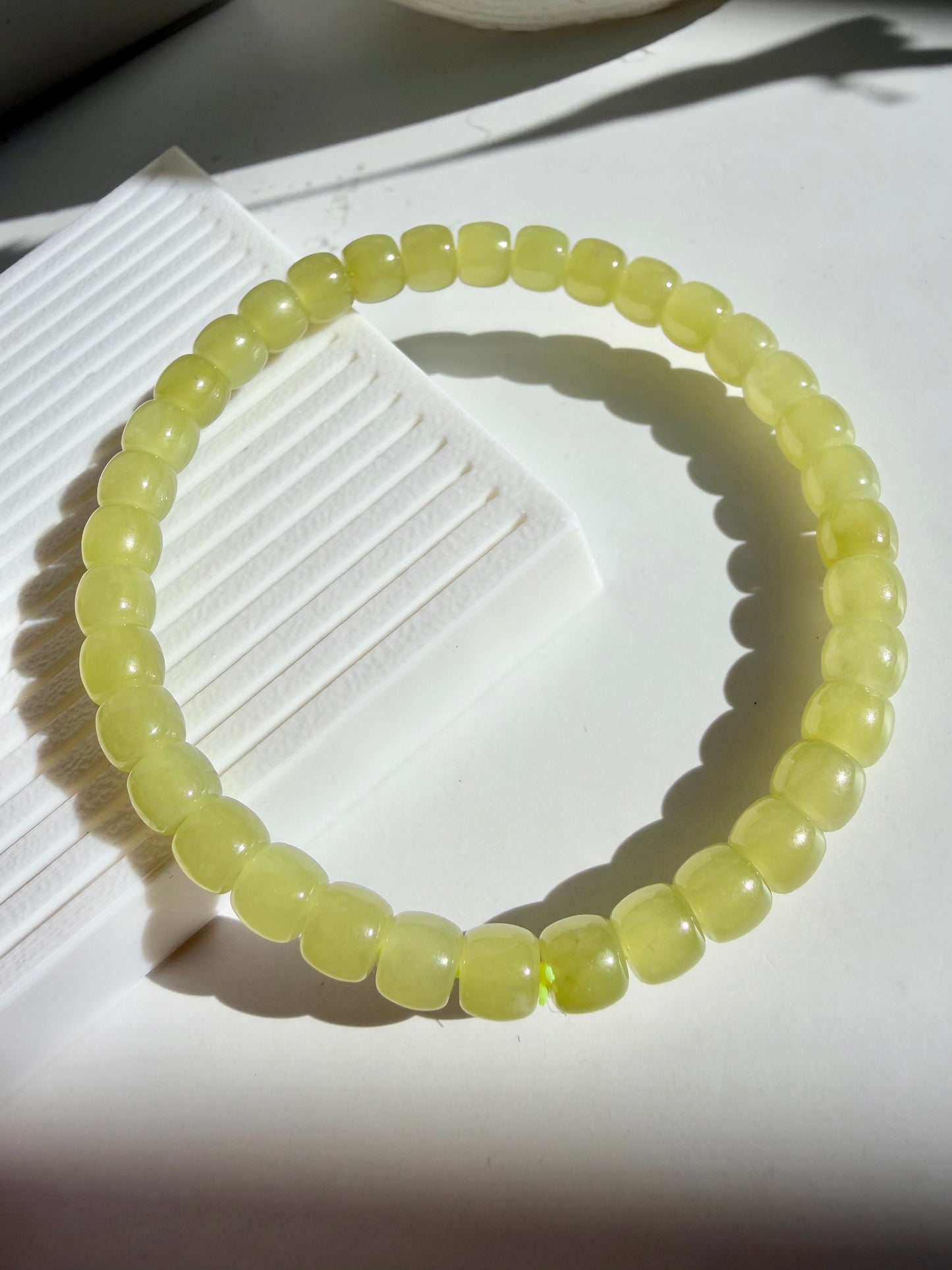 Natural Nephrite Jade Bracelet – Soft Lemon Yellow Jade