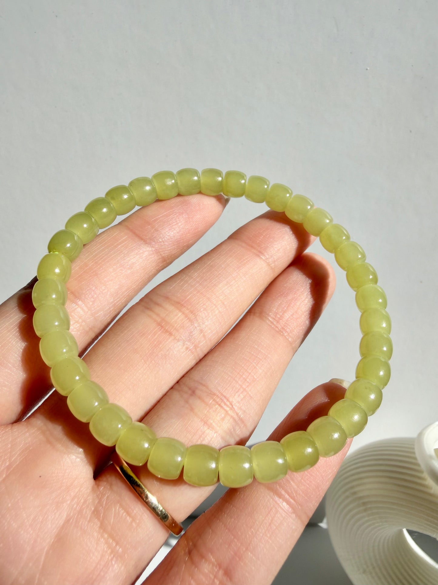 Natural Nephrite Jade Bracelet – Soft Lemon Yellow Jade