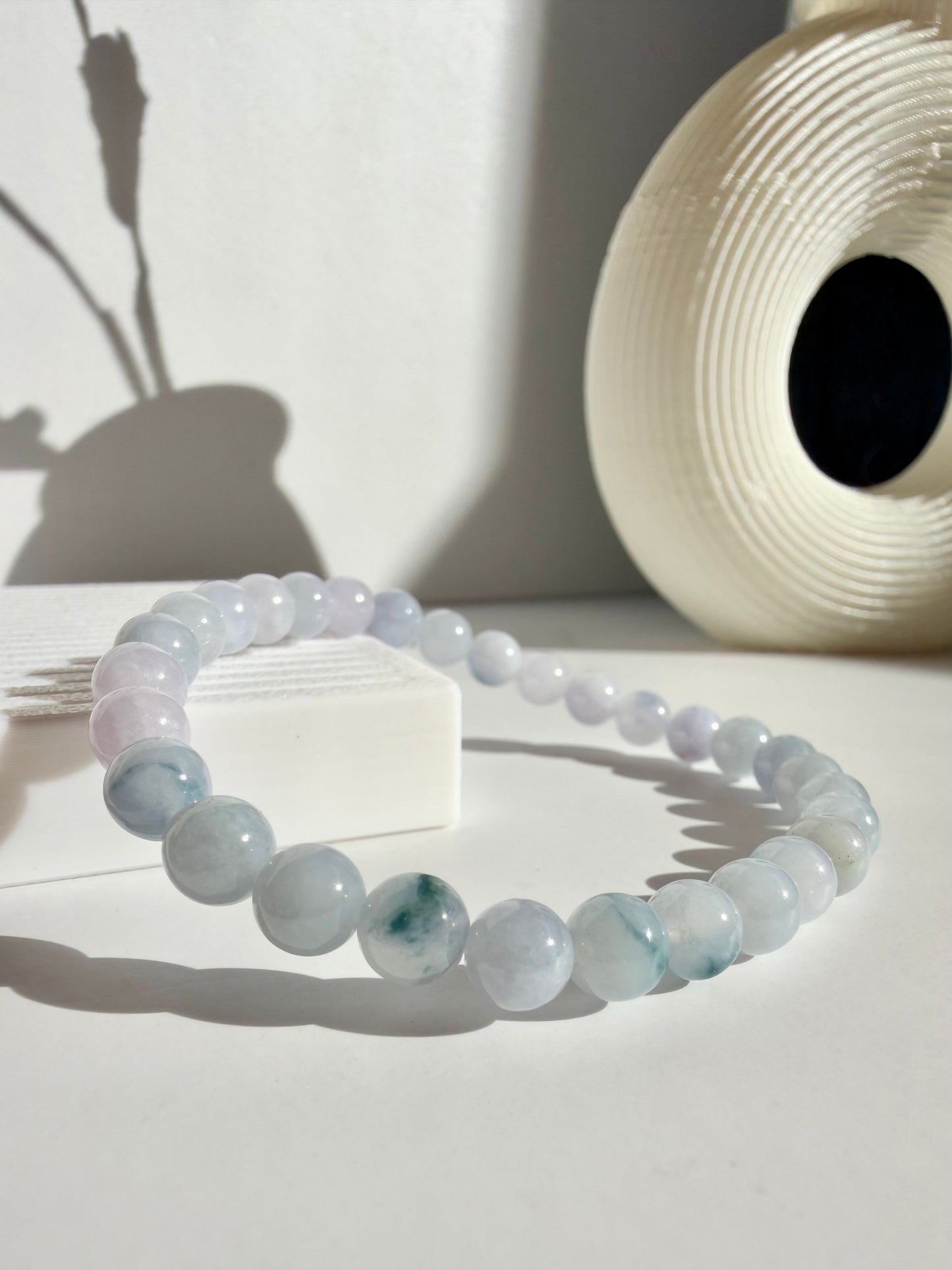 Natural Lavender Jade Bracelet – Soft Icy Lavender Tones
