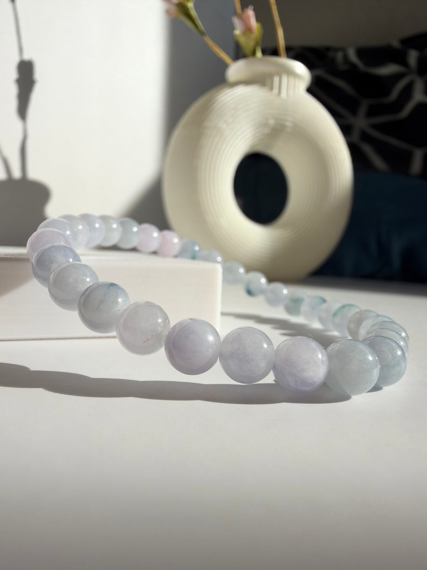 Natural Lavender Jade Bracelet – Soft Icy Lavender Tones