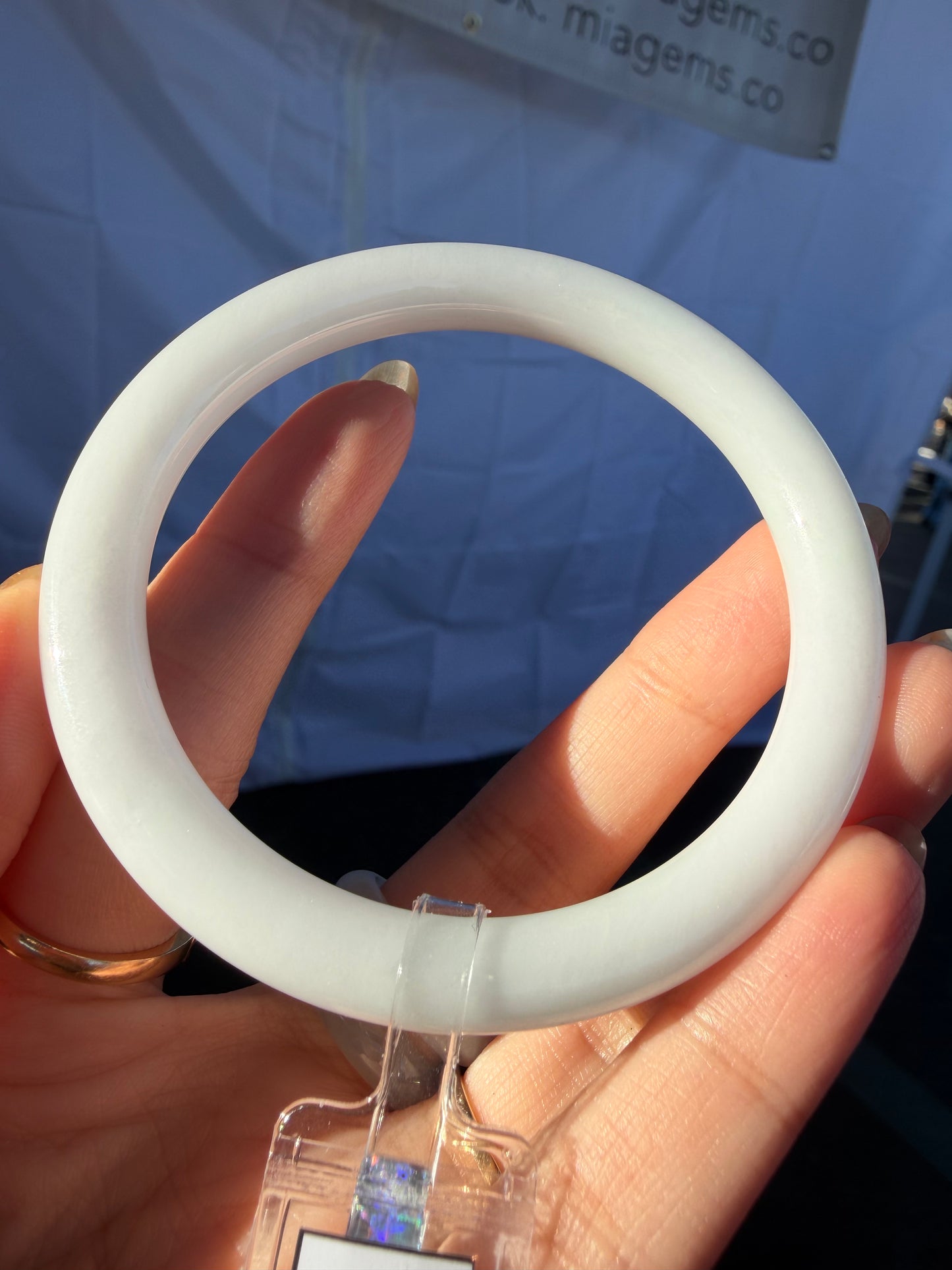 Pure White Certified Natural Grade A Myanmar Jadeite Jade Bangle