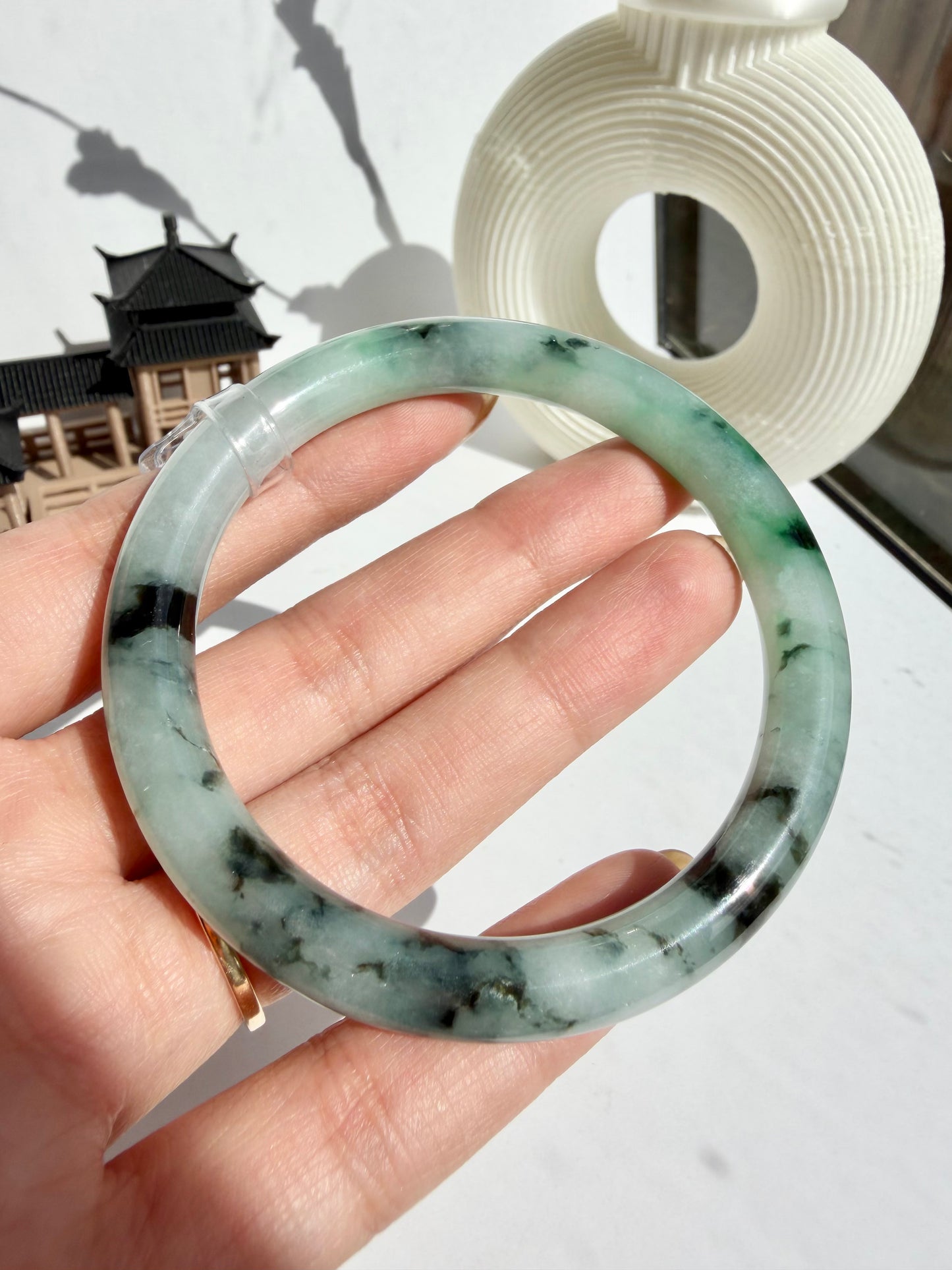 Serinity Ink Wash Certified Natural Type A Fei Cui (Myanmar Jadeite) Jade Bangle