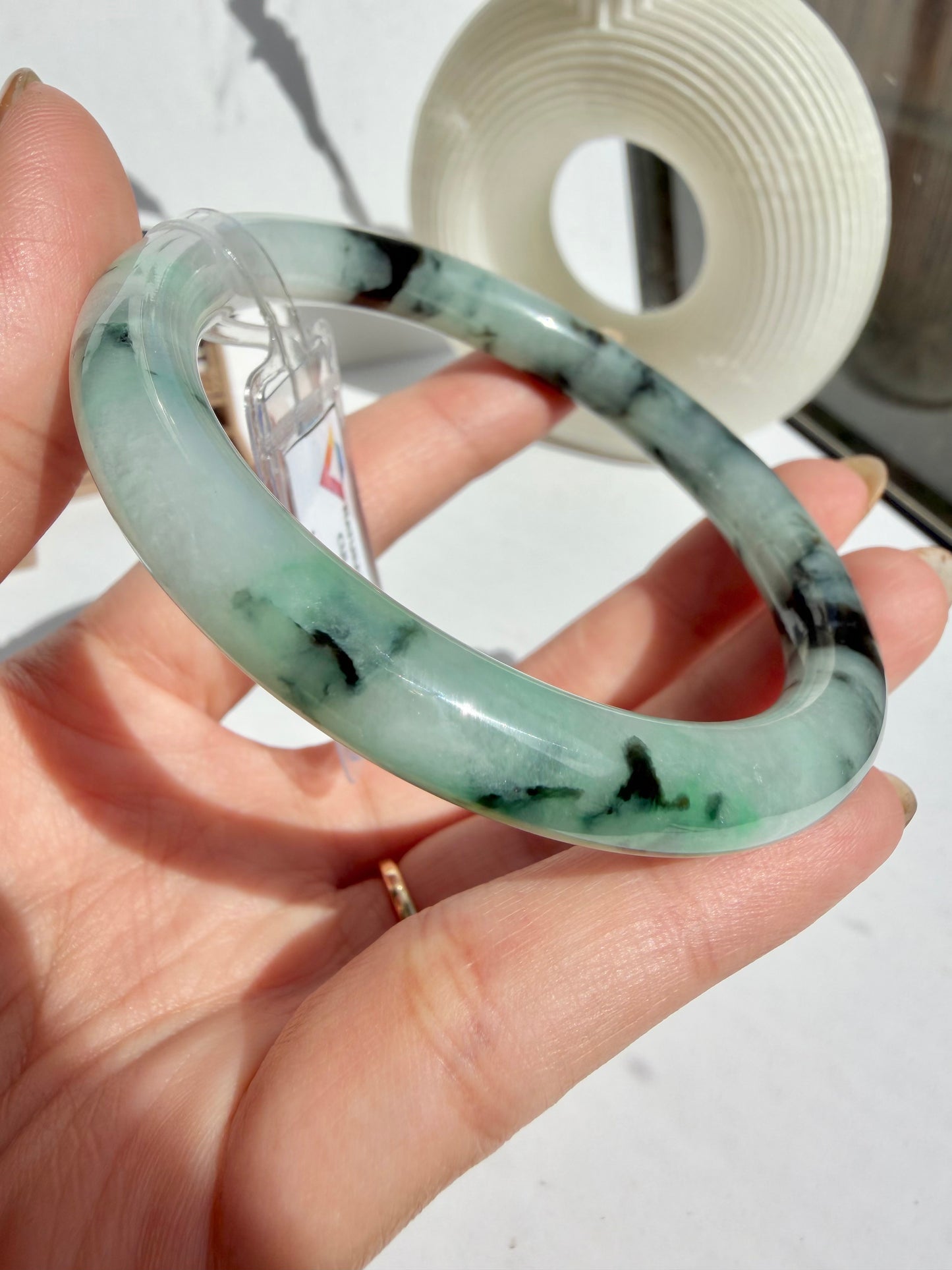 Serinity Ink Wash Certified Natural Type A Fei Cui (Myanmar Jadeite) Jade Bangle